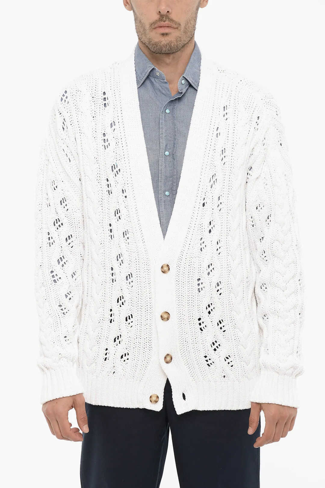 1989 Studio V-Neck Cable Knit Cardigan L Standard size