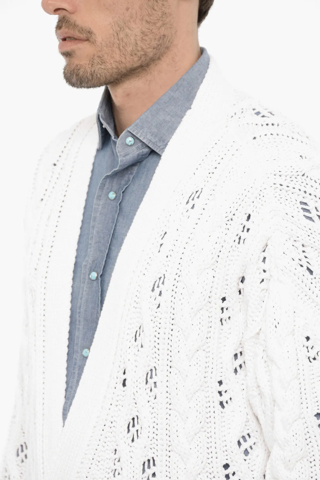1989 Studio V-Neck Cable Knit Cardigan L Standard size