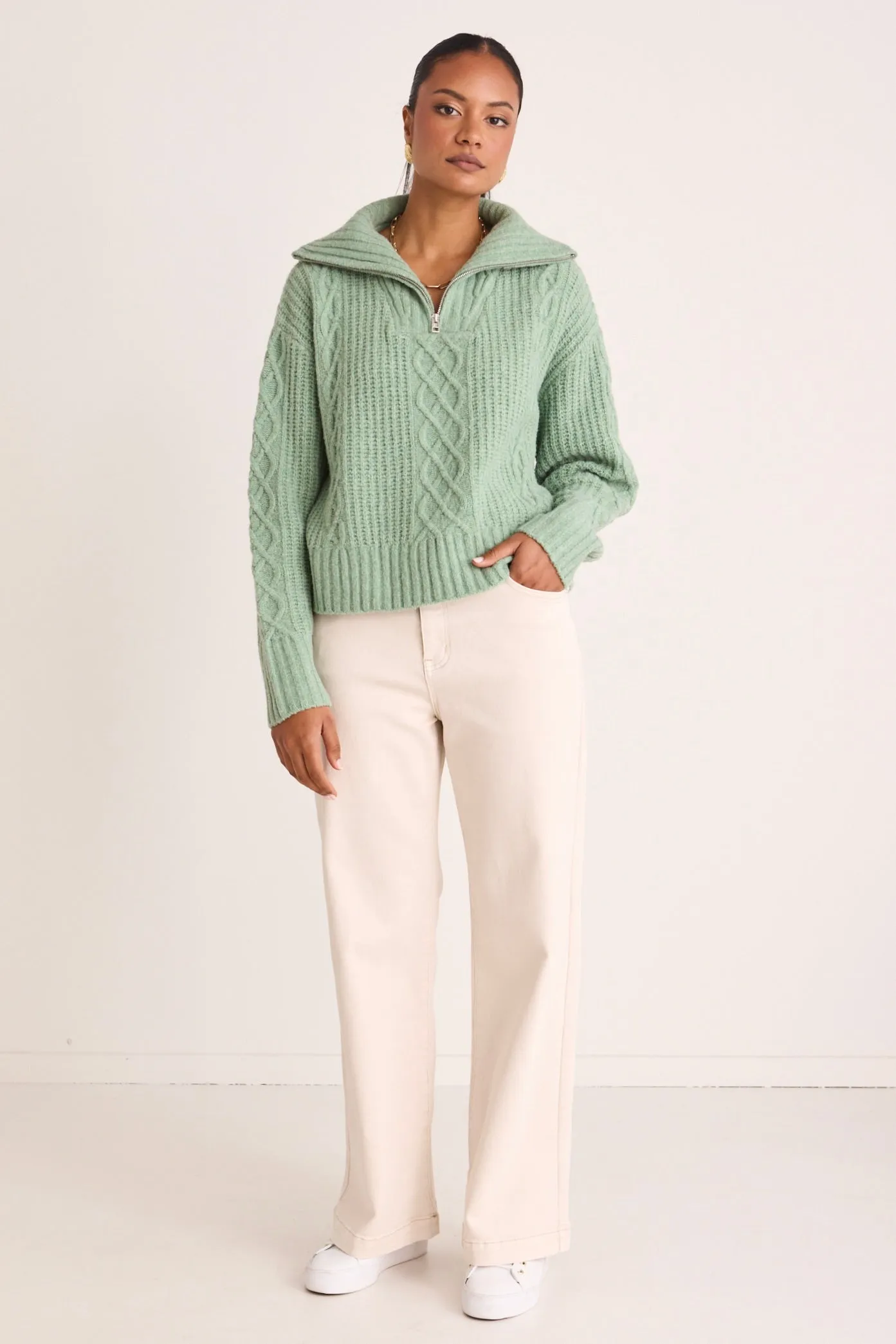 Sage Quarter-Zip Knit Jumper by Axis: Optimized English Title