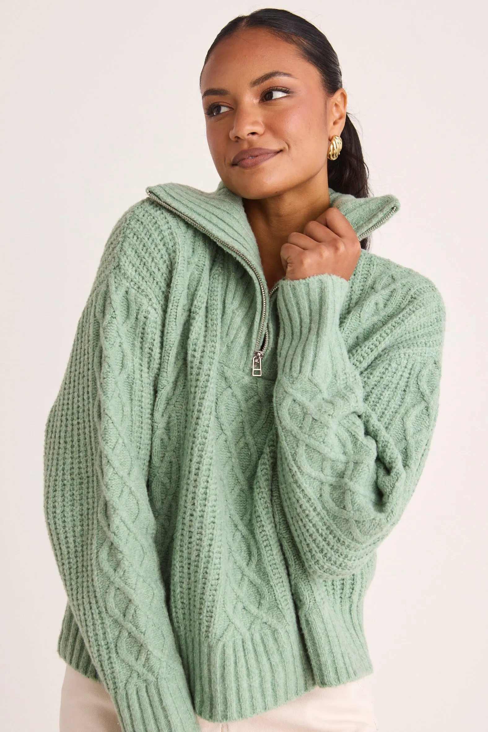 Sage Quarter-Zip Knit Jumper by Axis: Optimized English Title
