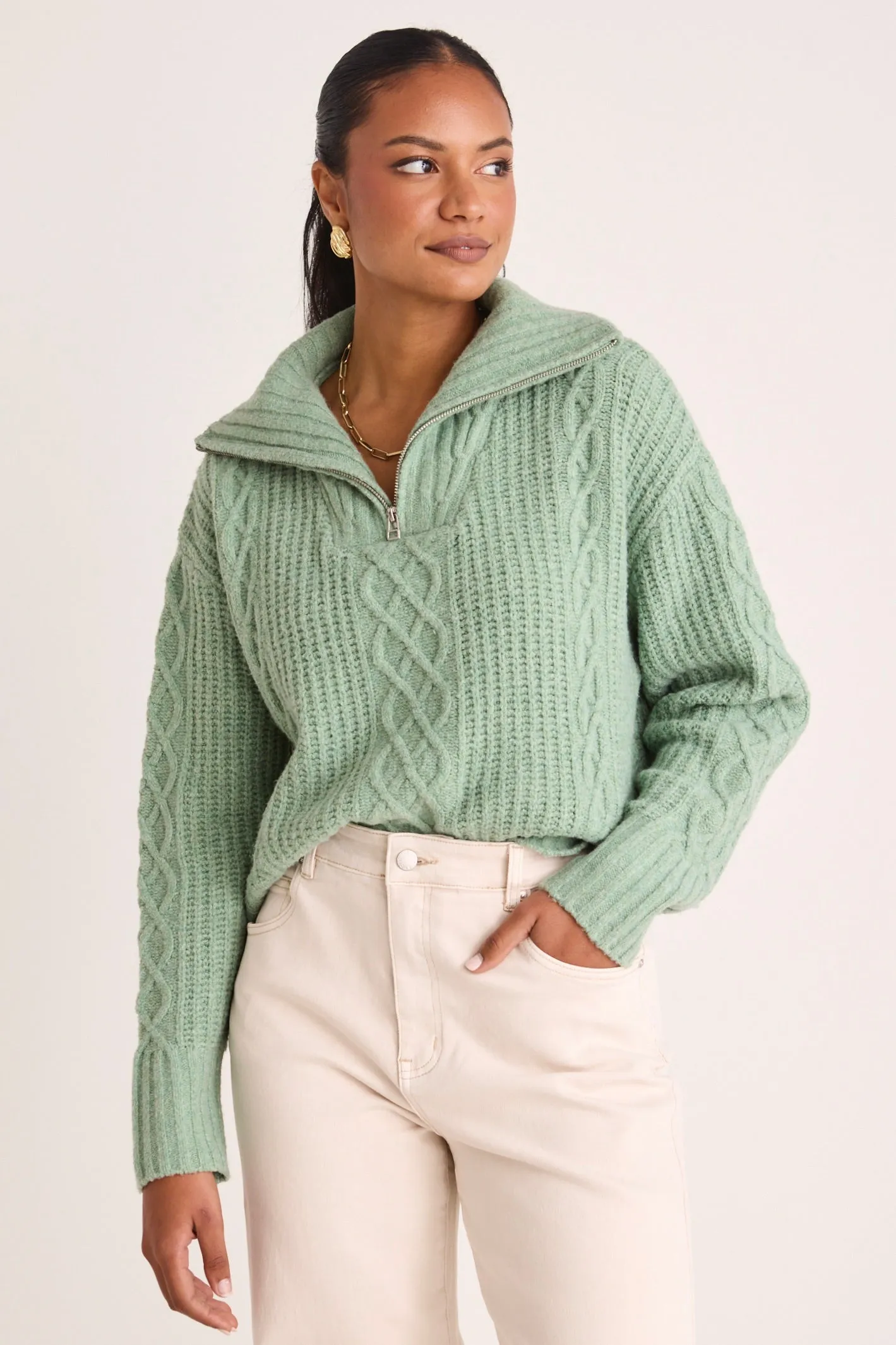 Sage Quarter-Zip Knit Jumper by Axis: Optimized English Title