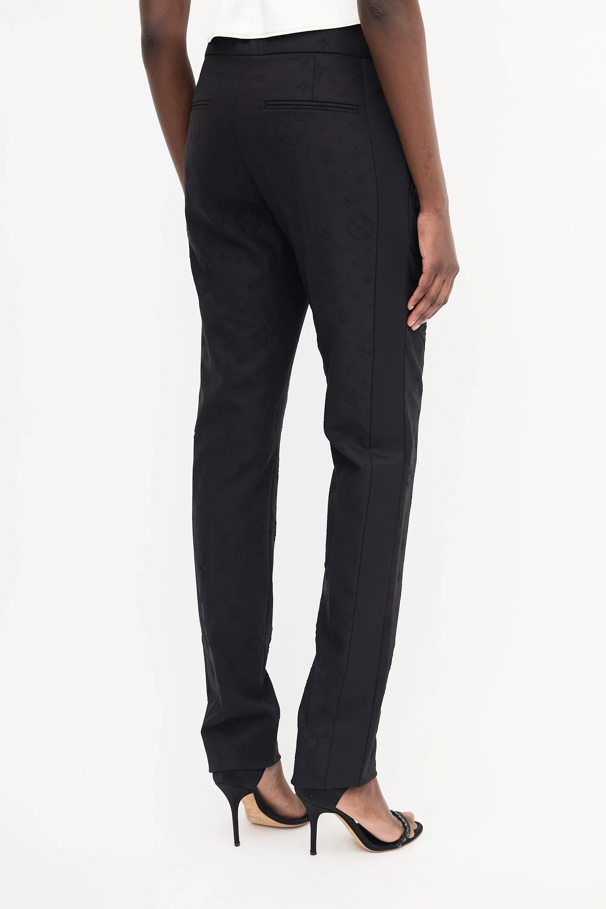 Black Wool Cigaret Monogram Galaxy Trouser