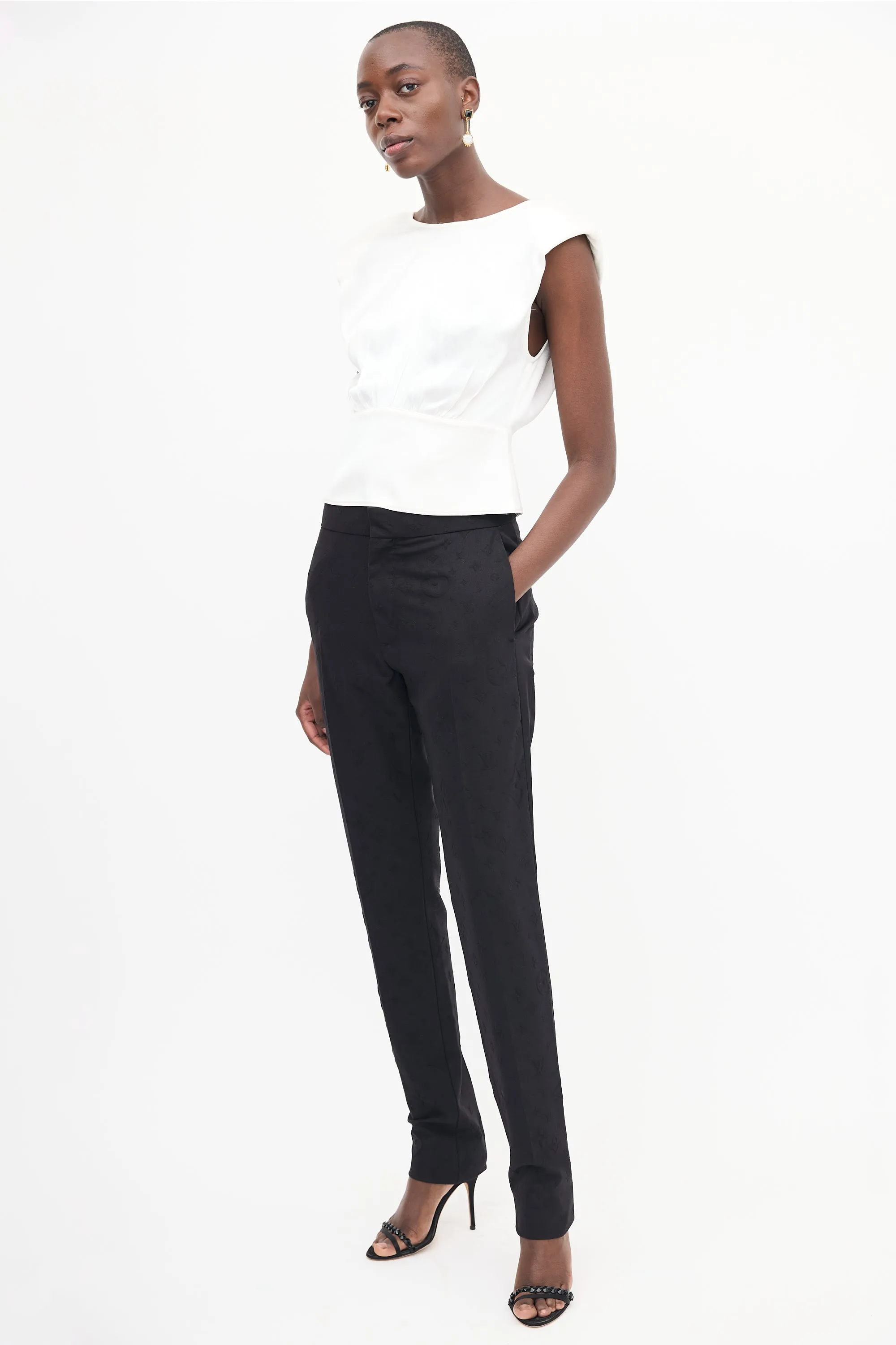 Black Wool Cigaret Monogram Galaxy Trouser