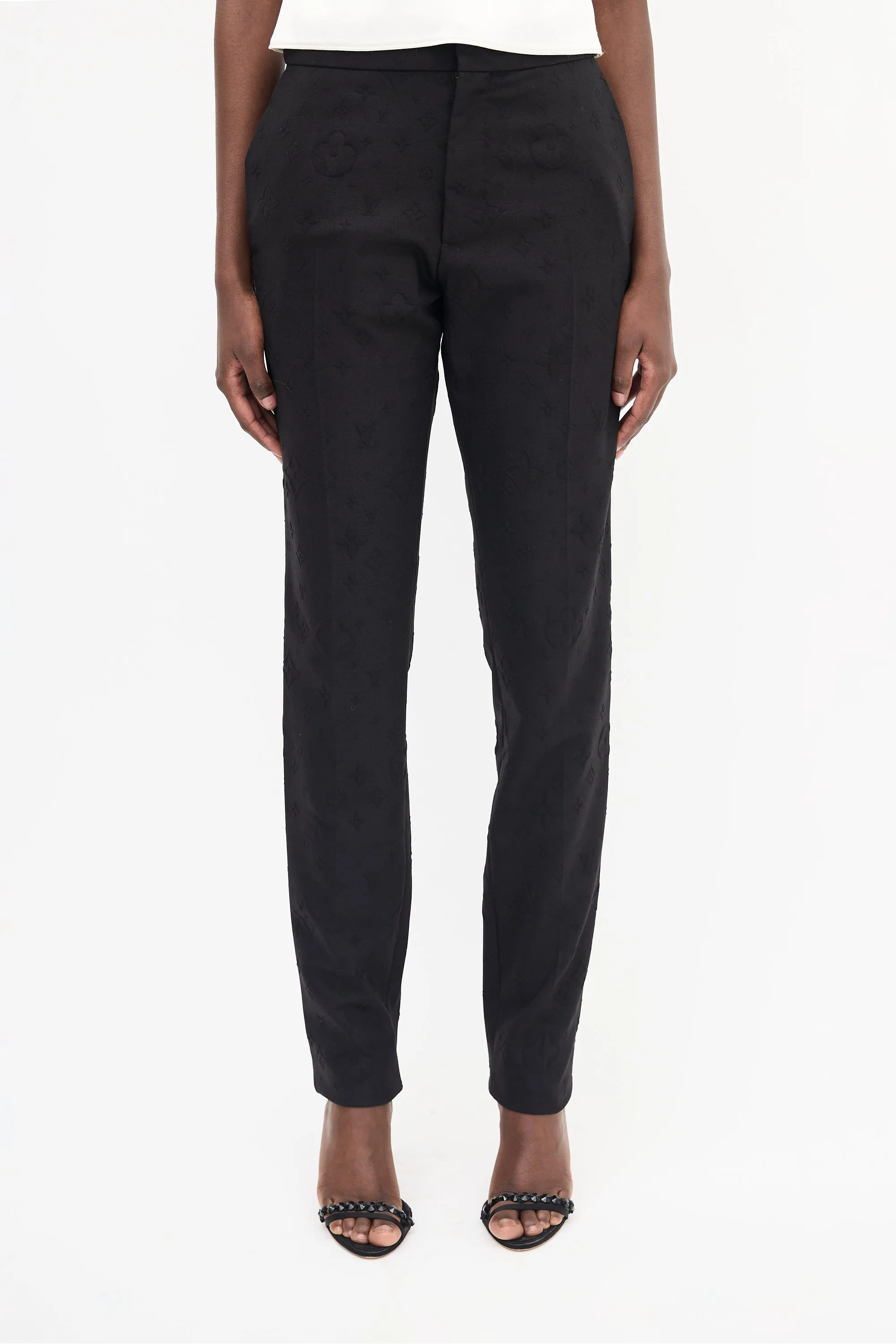 Black Wool Cigaret Monogram Galaxy Trouser