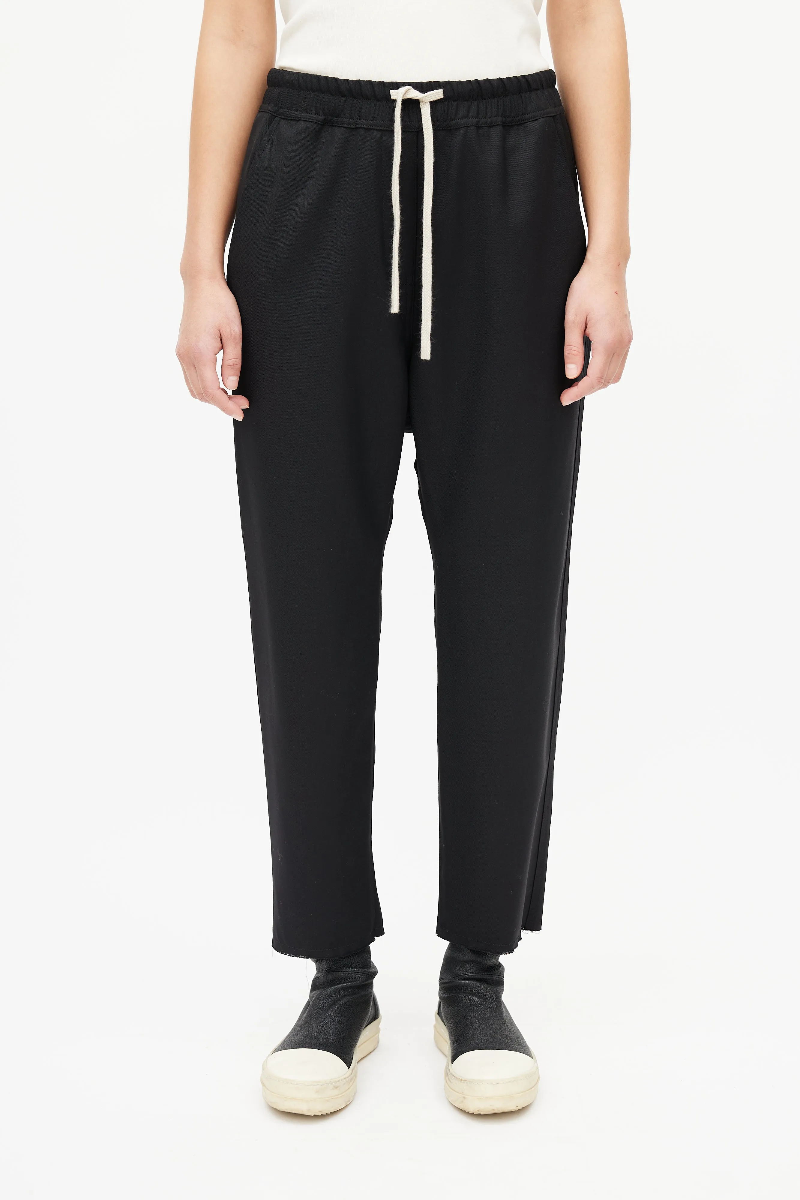 Black Wool Drop Seat Trouser