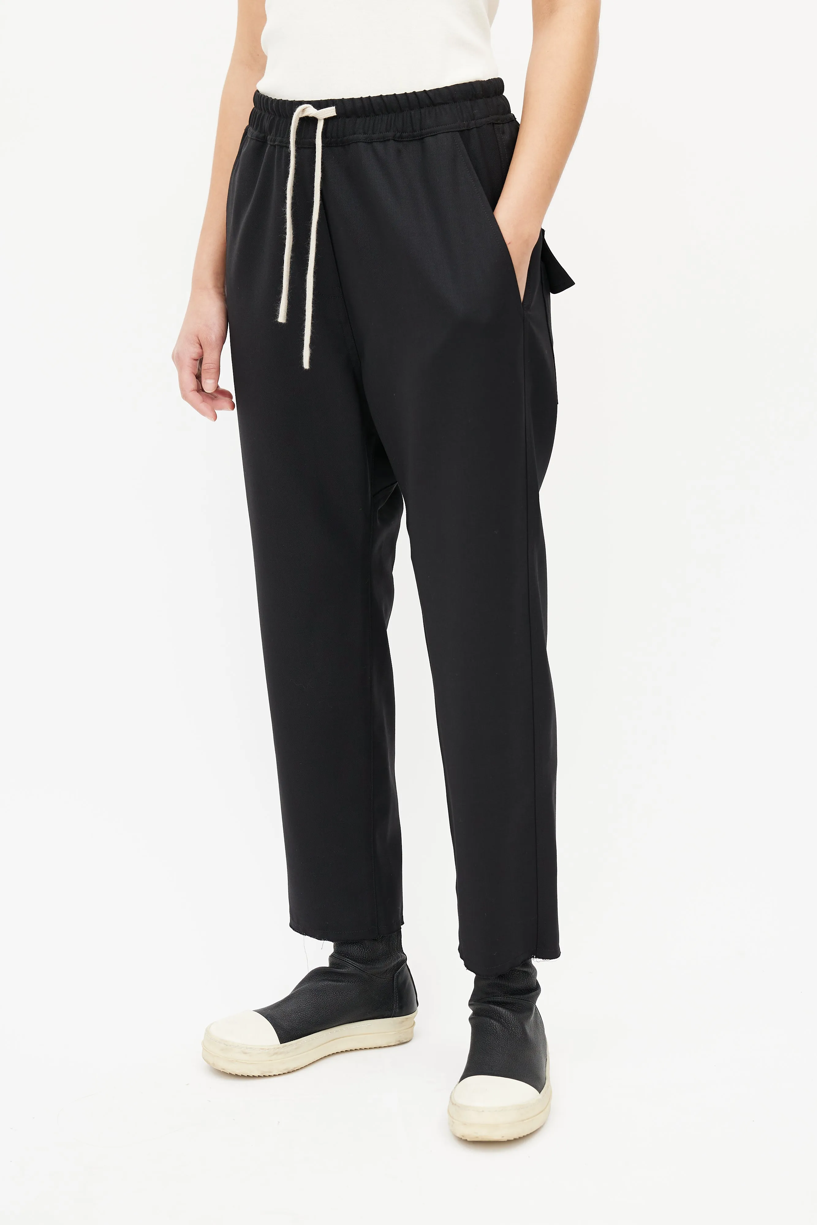 Black Wool Drop Seat Trouser