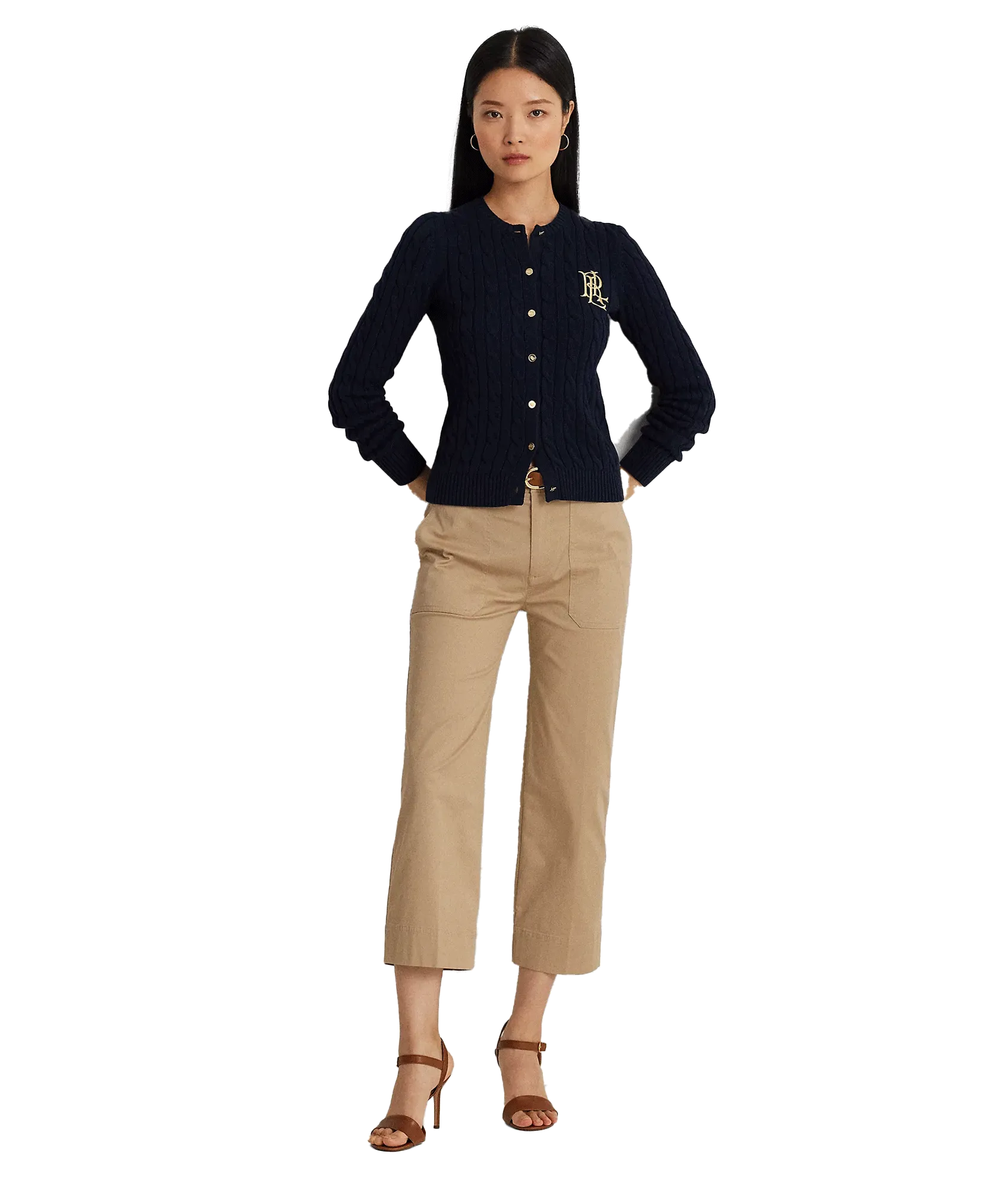 Cable-knit Cotton Cardigan - Navy