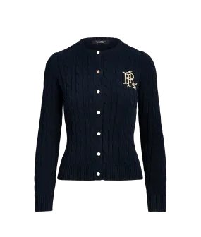 Cable-knit Cotton Cardigan - Navy