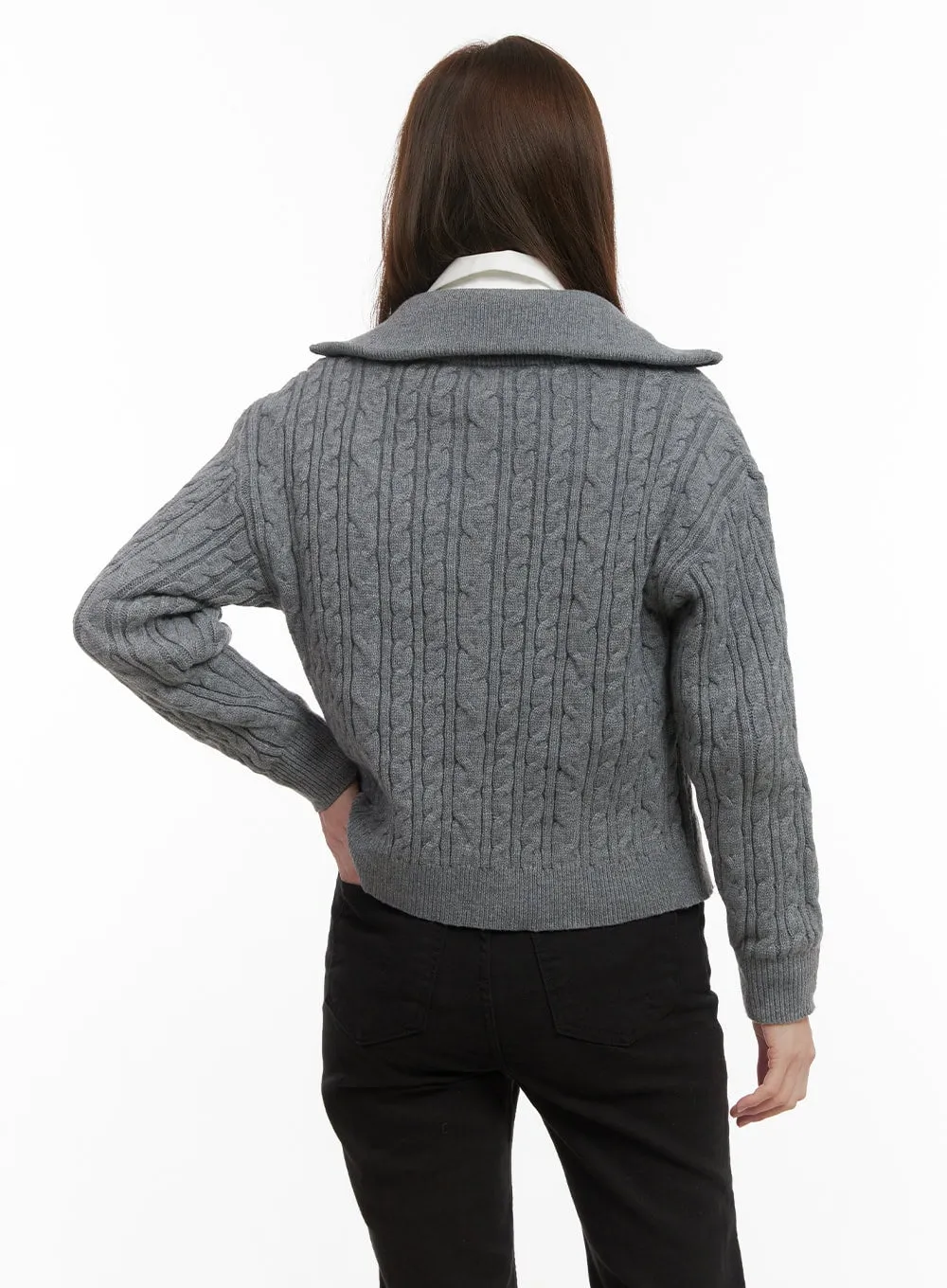 Cable Knit Zip Up Cardigan OD418