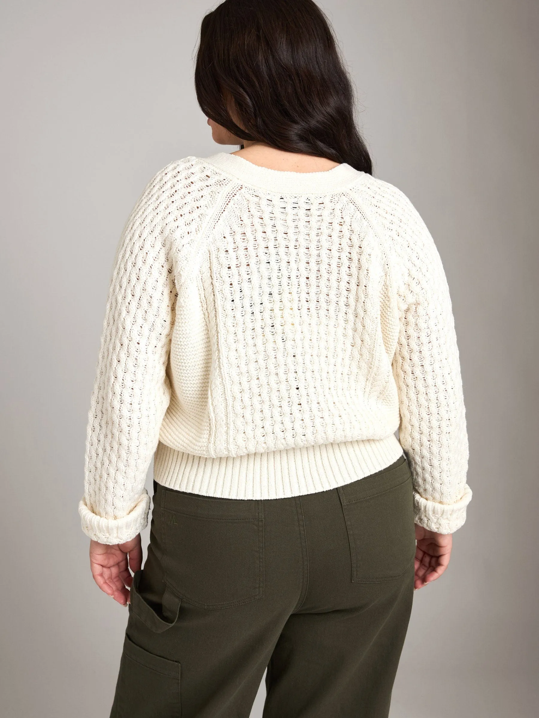Stylish Cable-Knit Cropped Cardigan by Petra