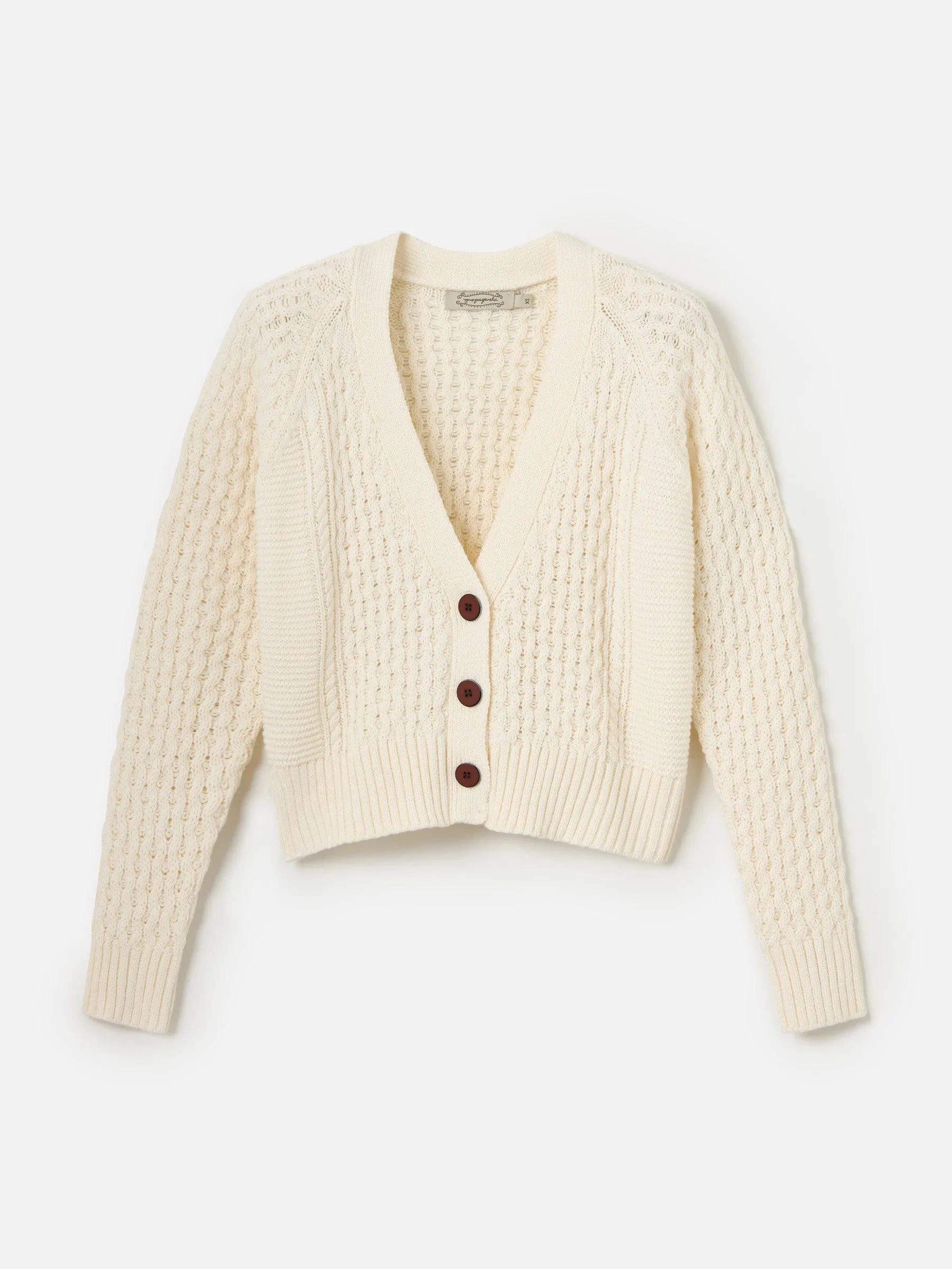 Stylish Cable-Knit Cropped Cardigan by Petra