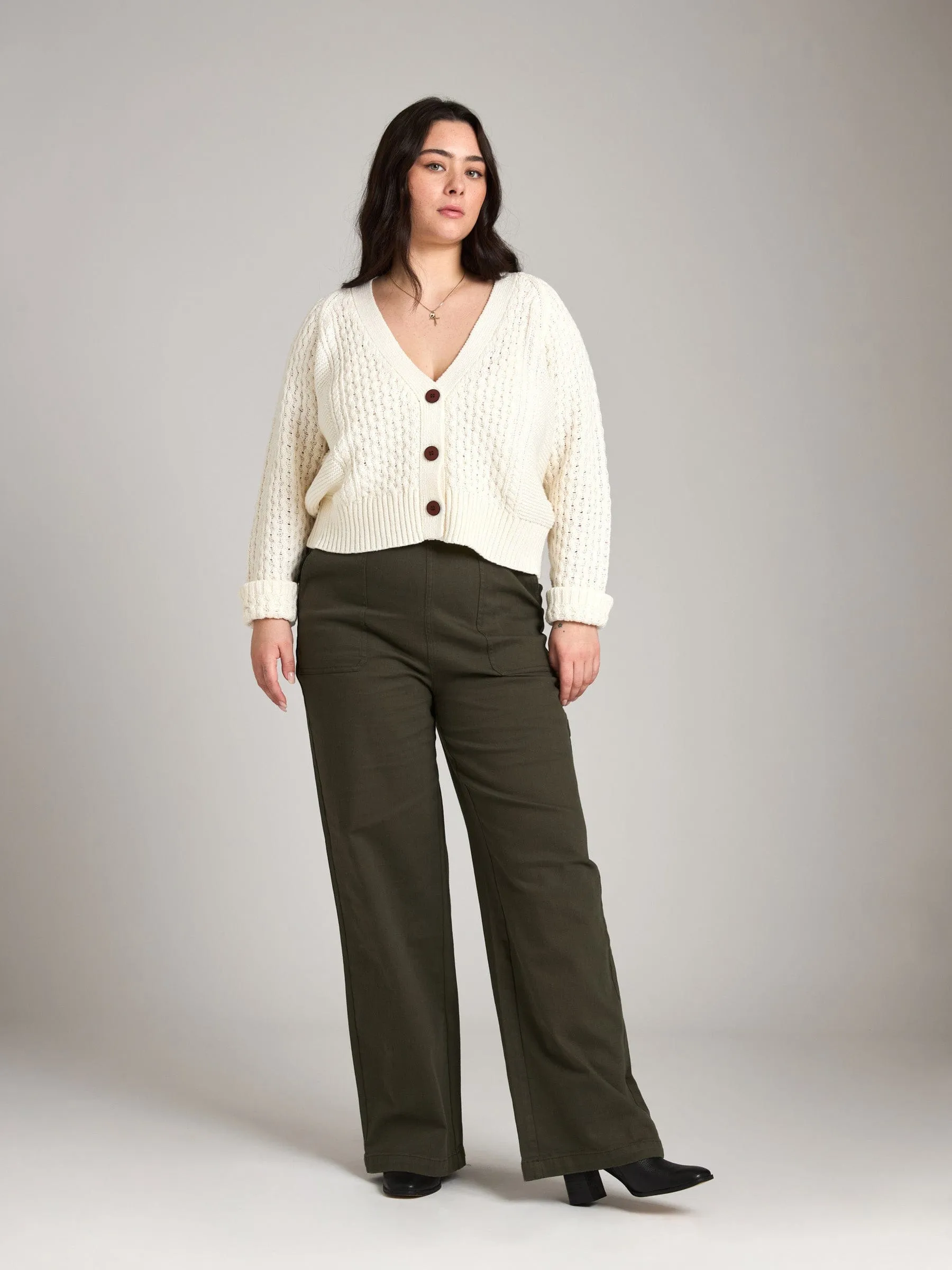Stylish Cable-Knit Cropped Cardigan by Petra