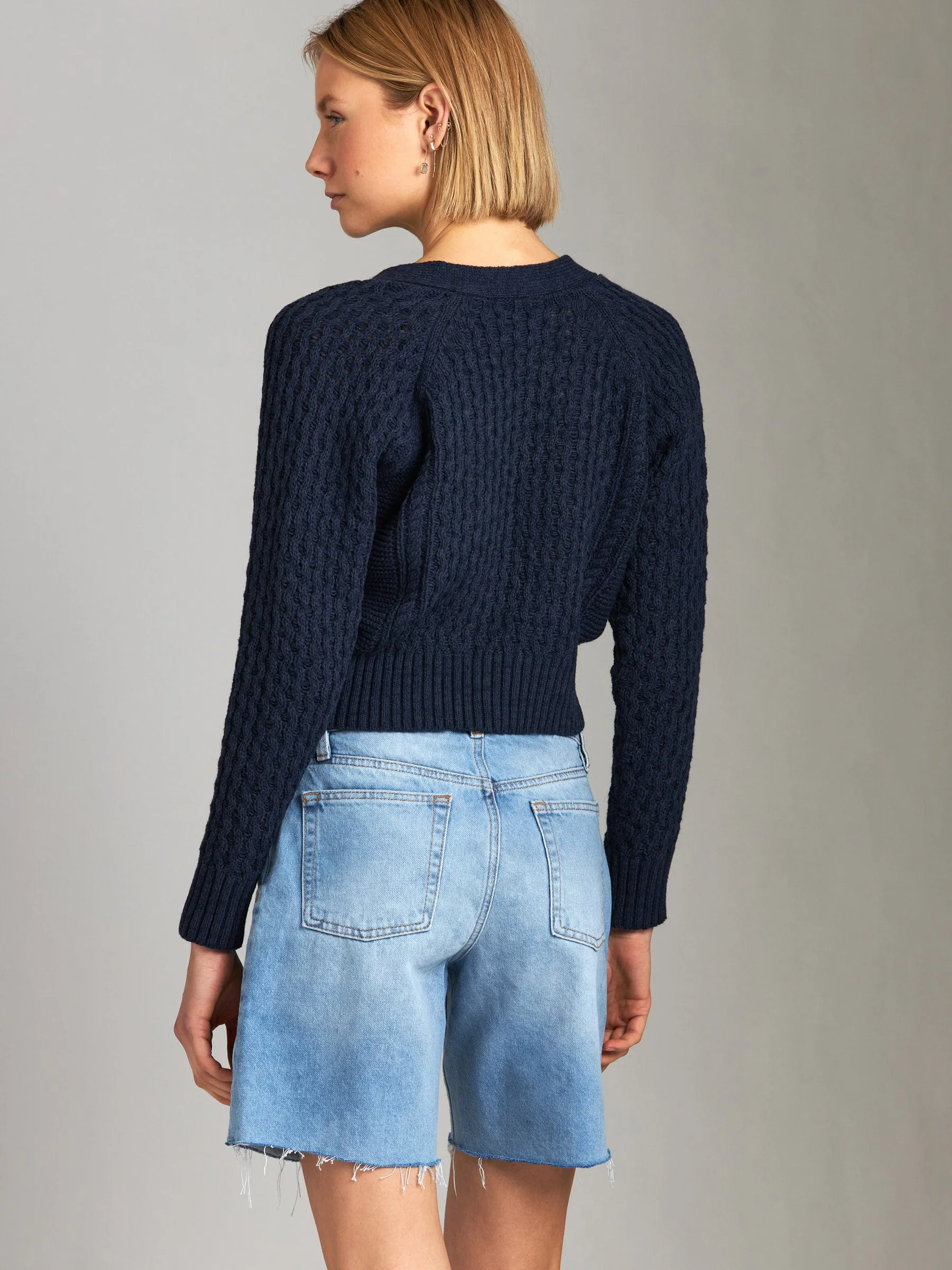 Stylish Cable-Knit Cropped Cardigan by Petra