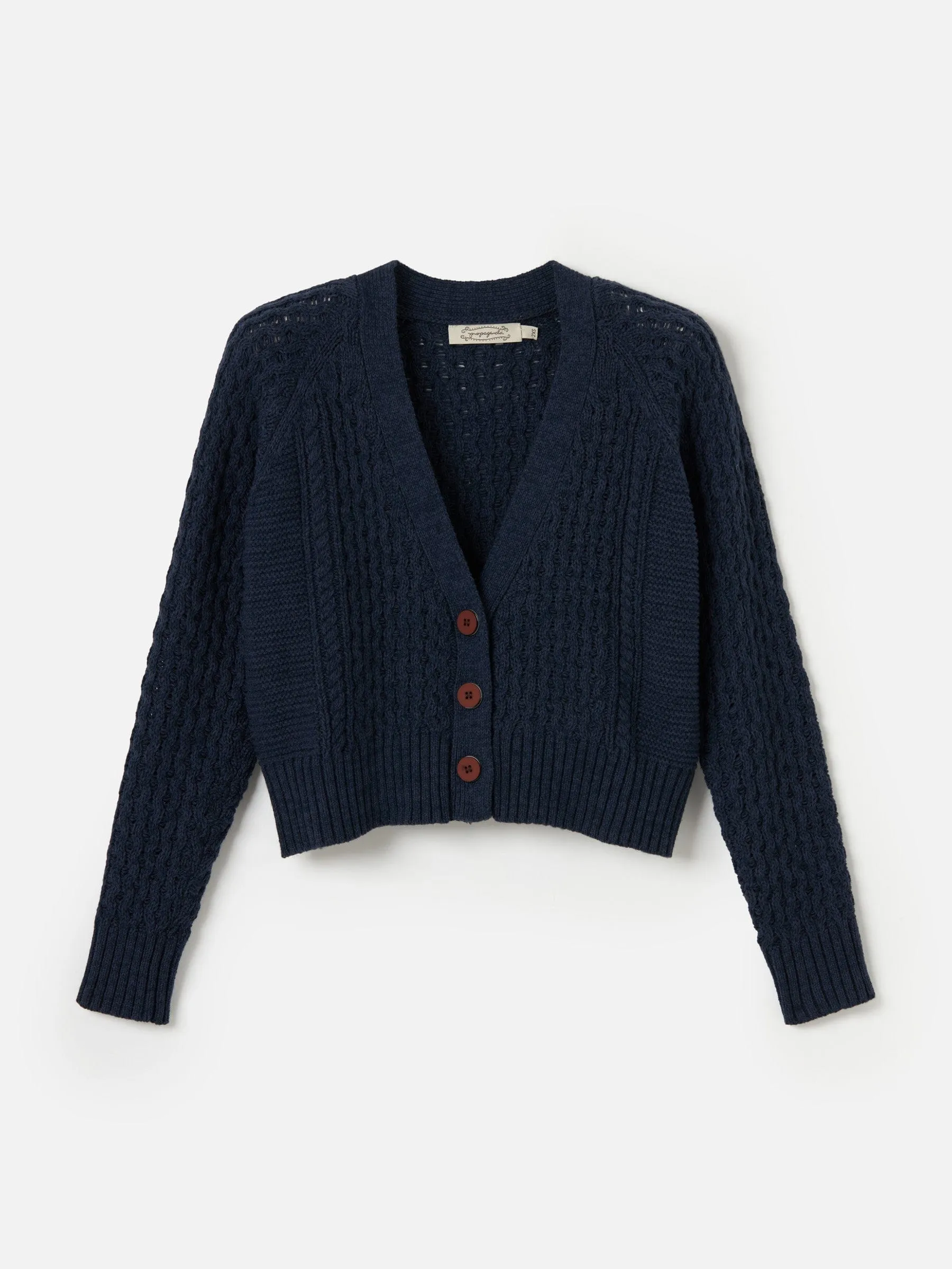 Stylish Cable-Knit Cropped Cardigan by Petra