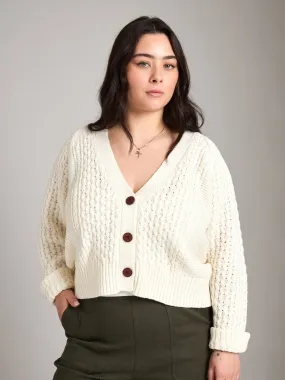 Stylish Cable-Knit Cropped Cardigan by Petra