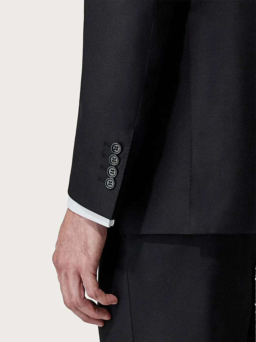 Canali Siena Contemporary Black Wool Suit