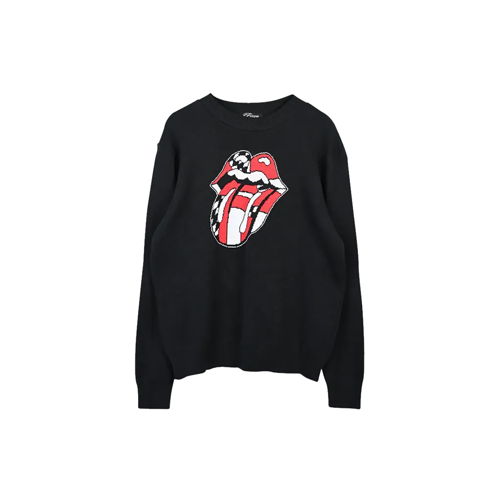 Checker Tongue Tight Knit Sweater