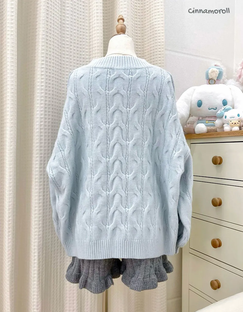 Cinnamoroll V-neck Puff Sleeve Sweater
