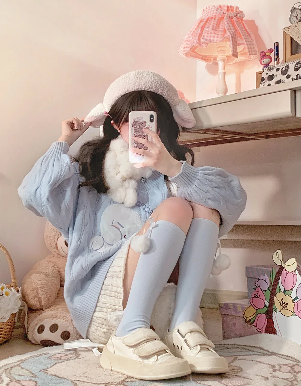 Cinnamoroll V-neck Puff Sleeve Sweater
