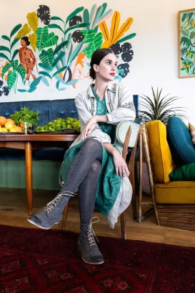 Premium Deco Grey Merino Wool Tights
