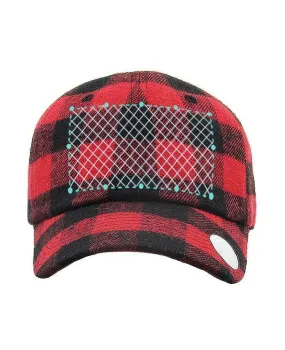 Embroidered Red Plaid Dad Hats