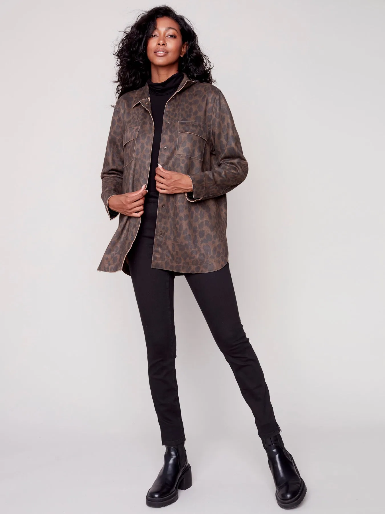 Faux Suede Shirt Jacket