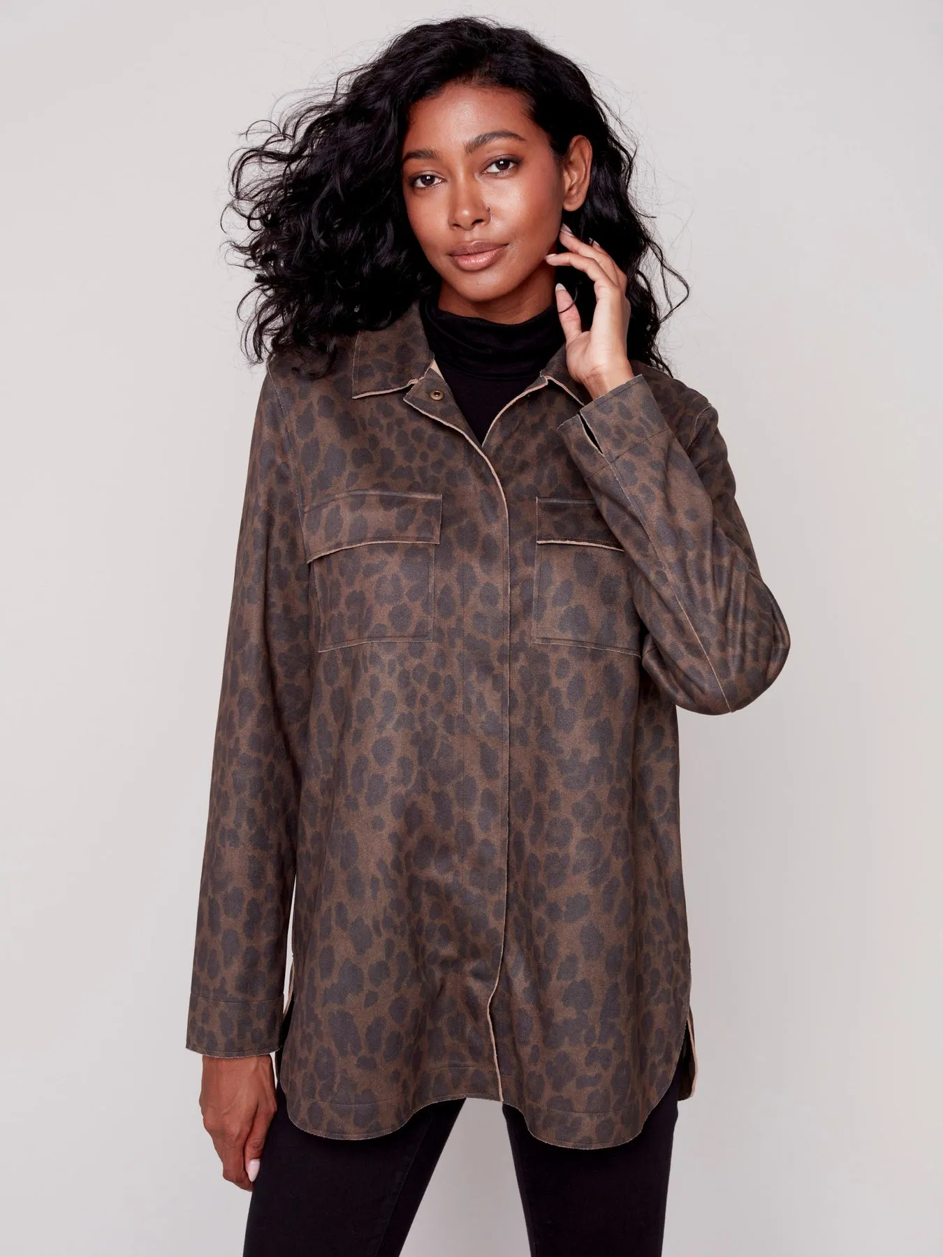 Faux Suede Shirt Jacket
