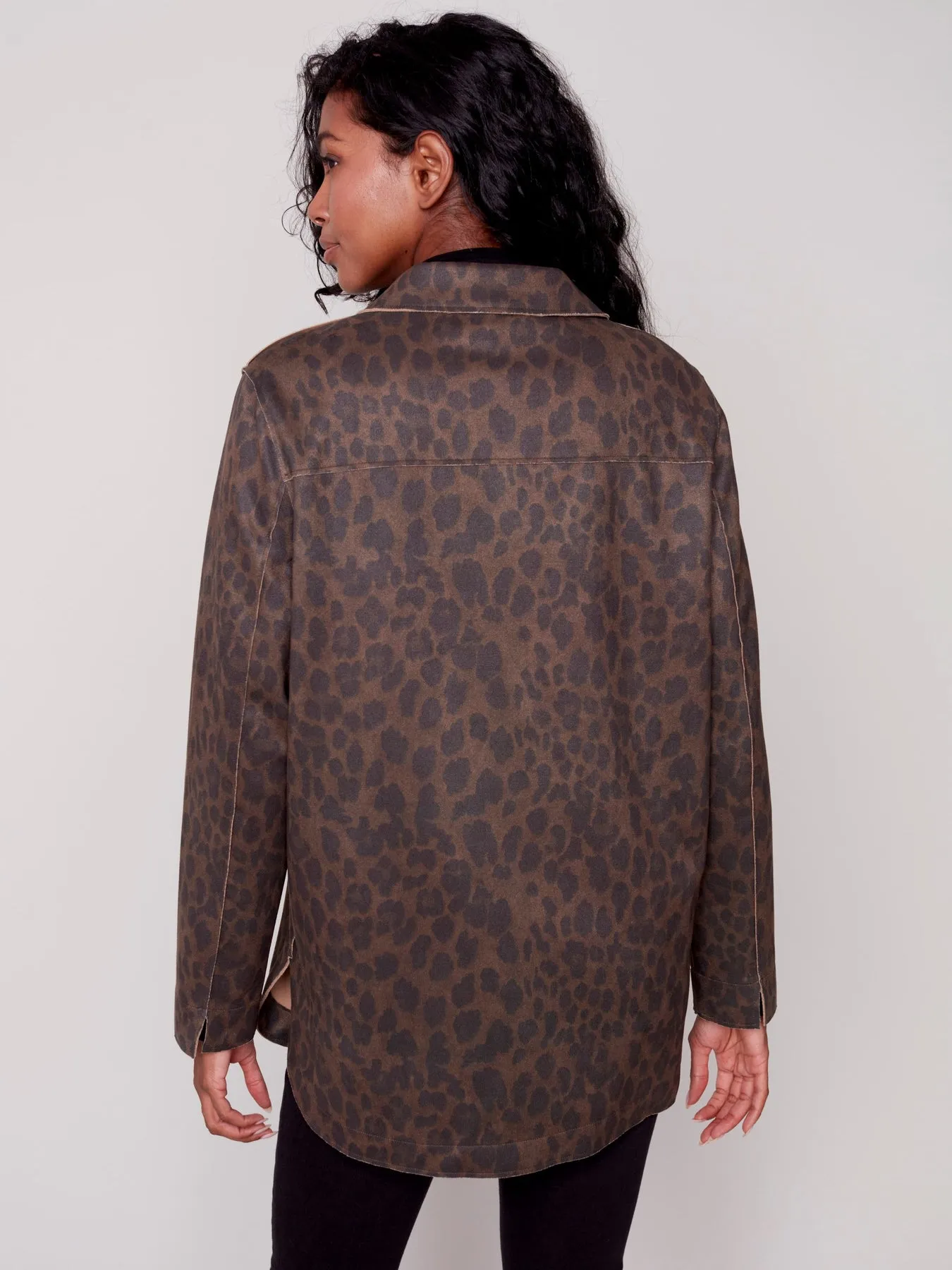 Faux Suede Shirt Jacket