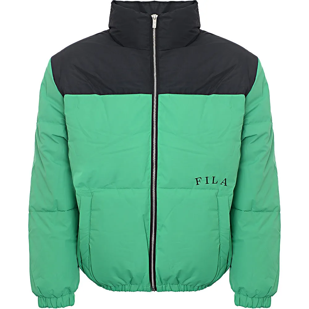 Fila Women's Green Colour Blocked Puffer With Logo