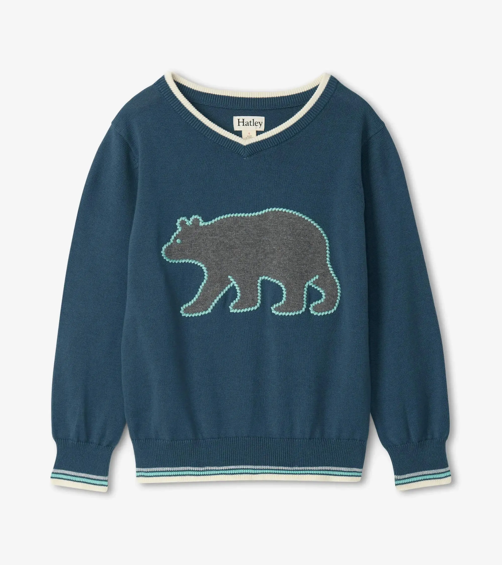 Forest Bear V-neck Sweater | Hatley
