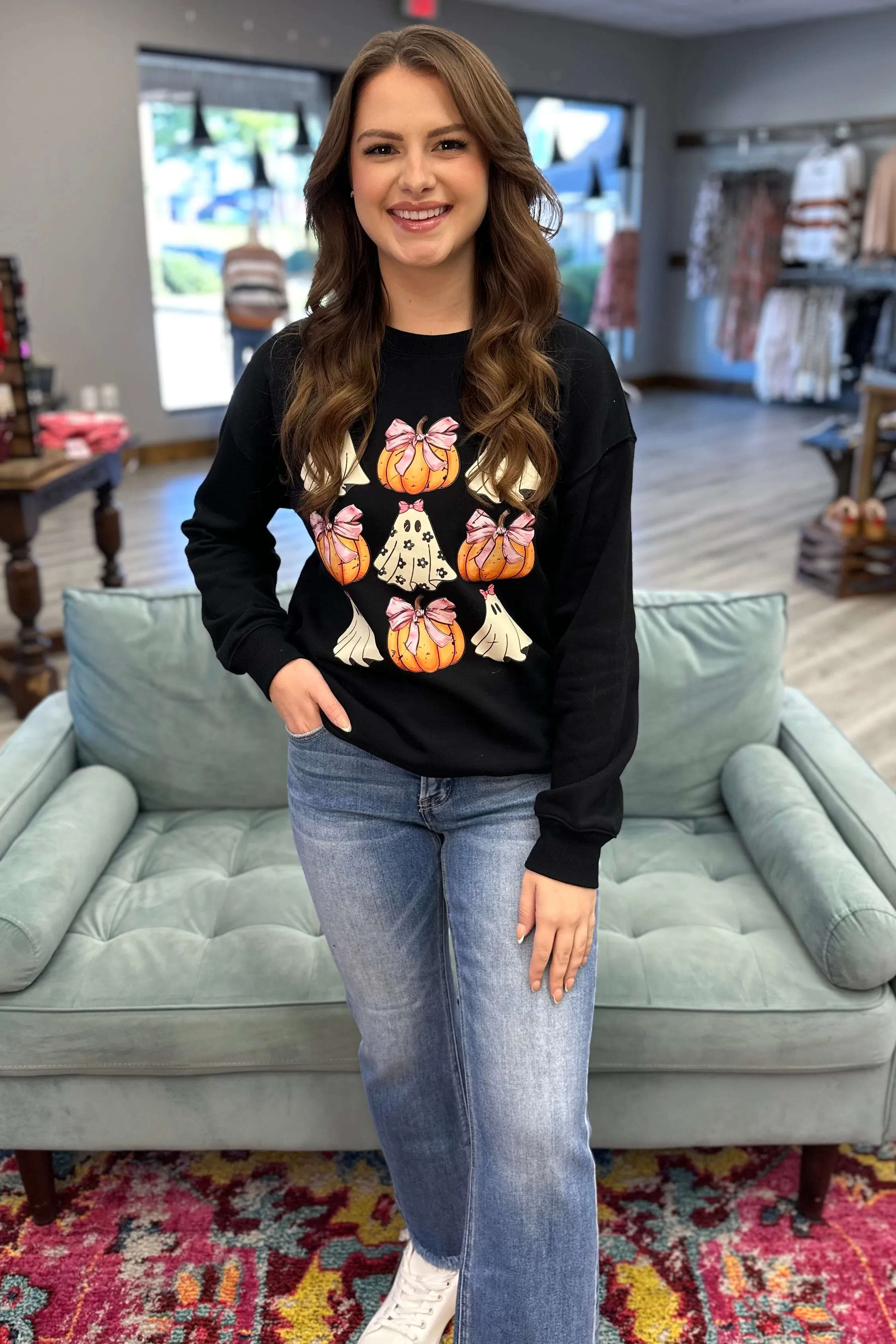 Ghost Gal Graphic Sweatshirt- Black