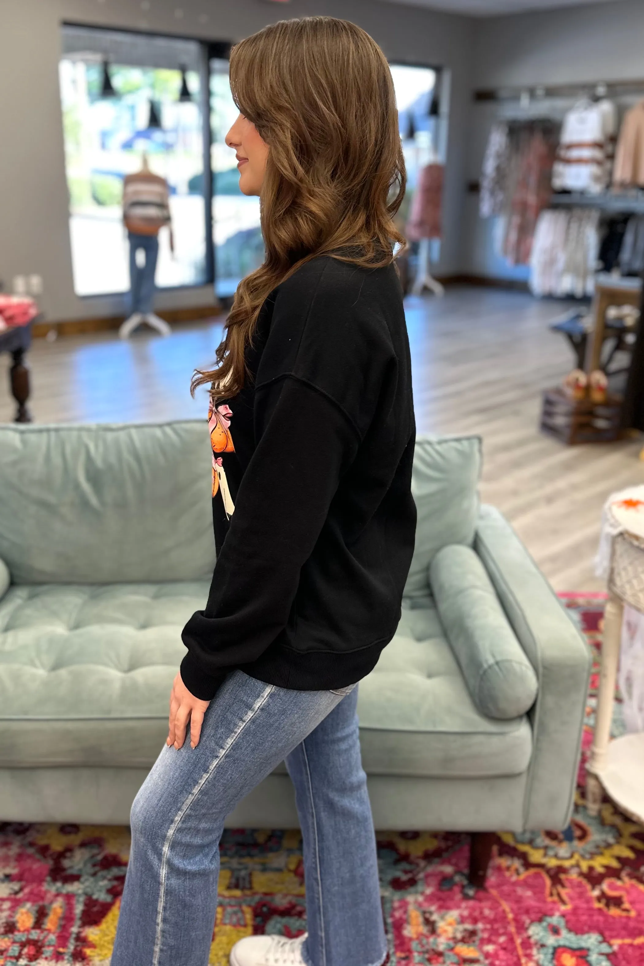 Ghost Gal Graphic Sweatshirt- Black