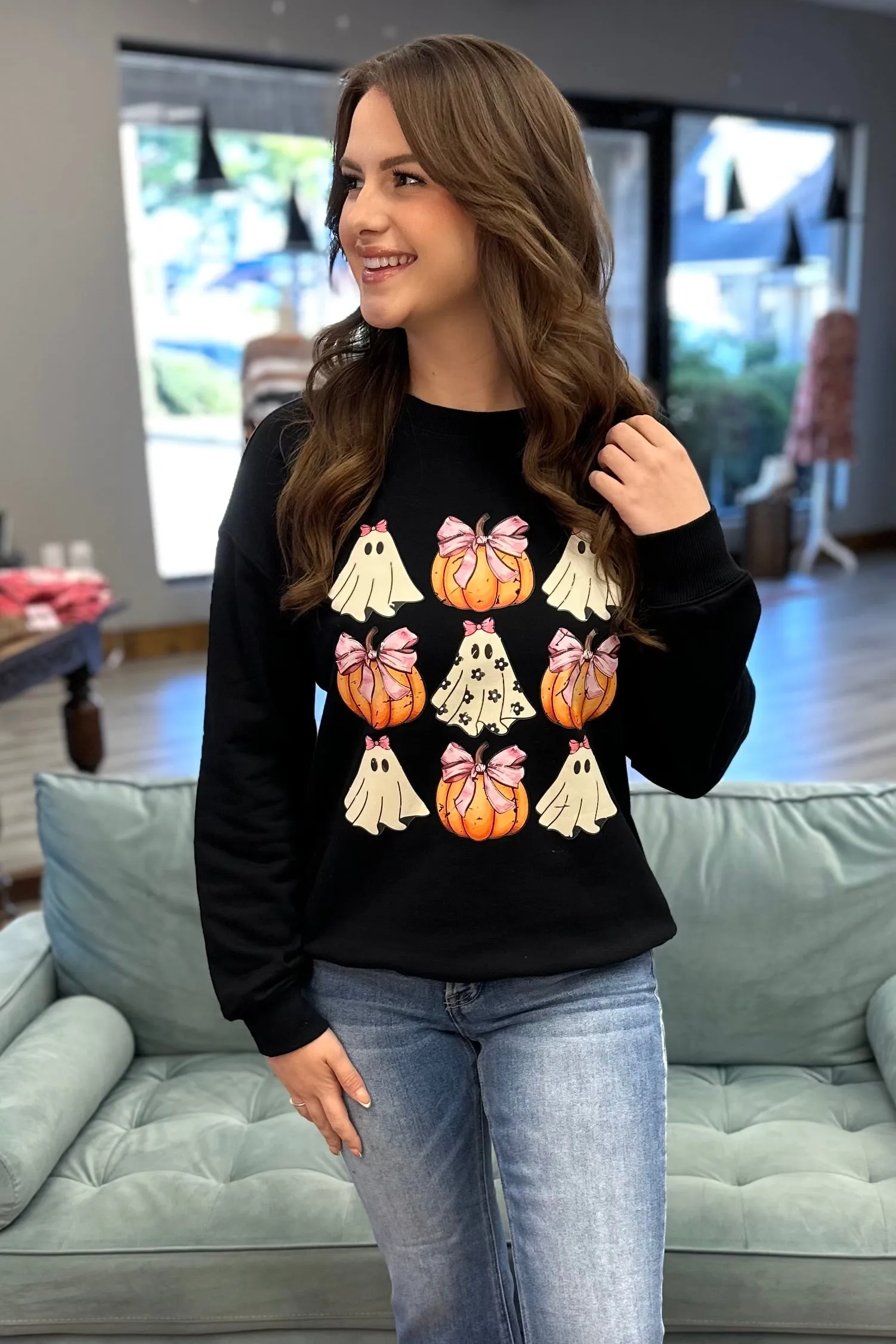 Ghost Gal Graphic Sweatshirt- Black
