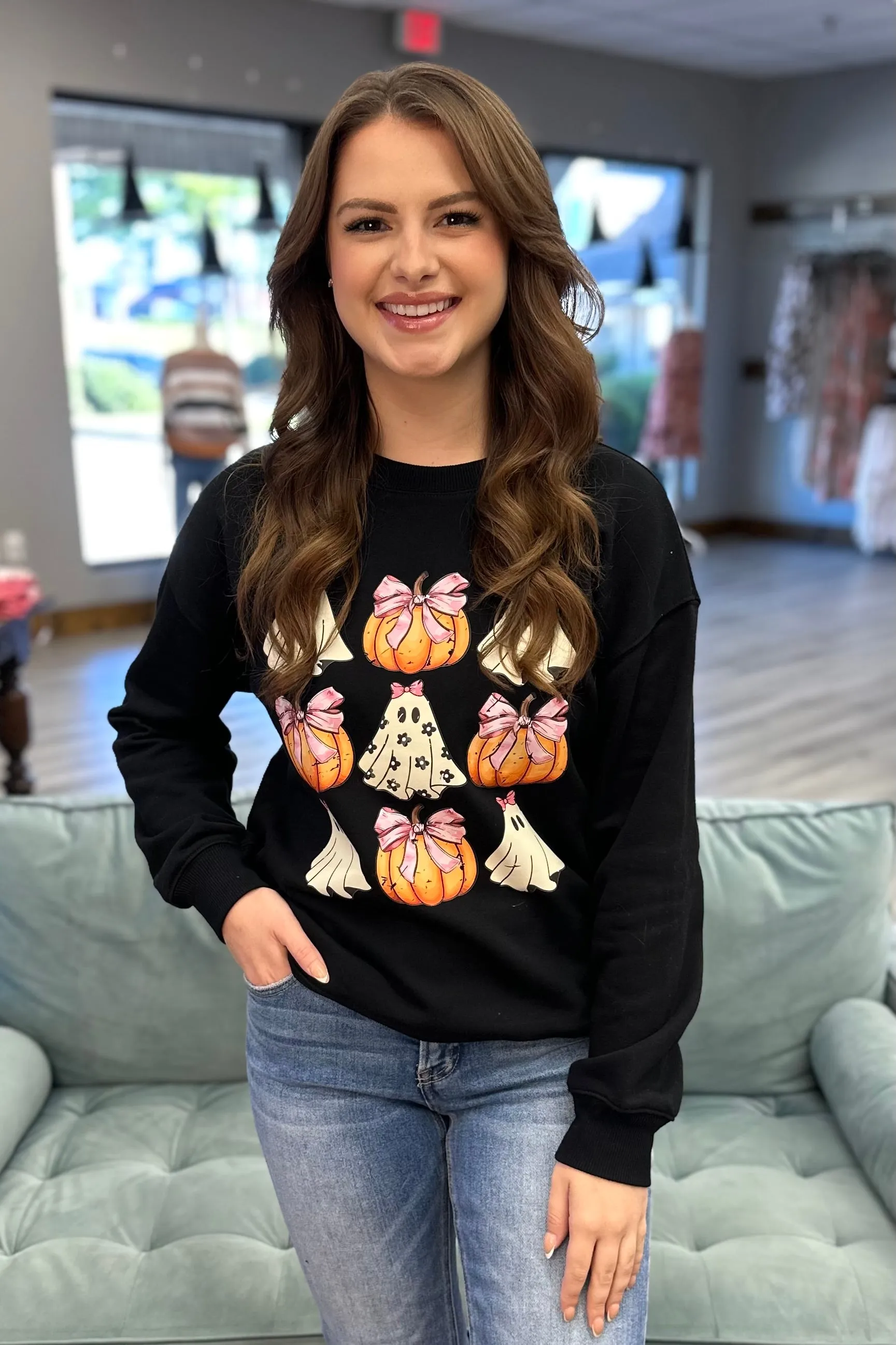 Ghost Gal Graphic Sweatshirt- Black