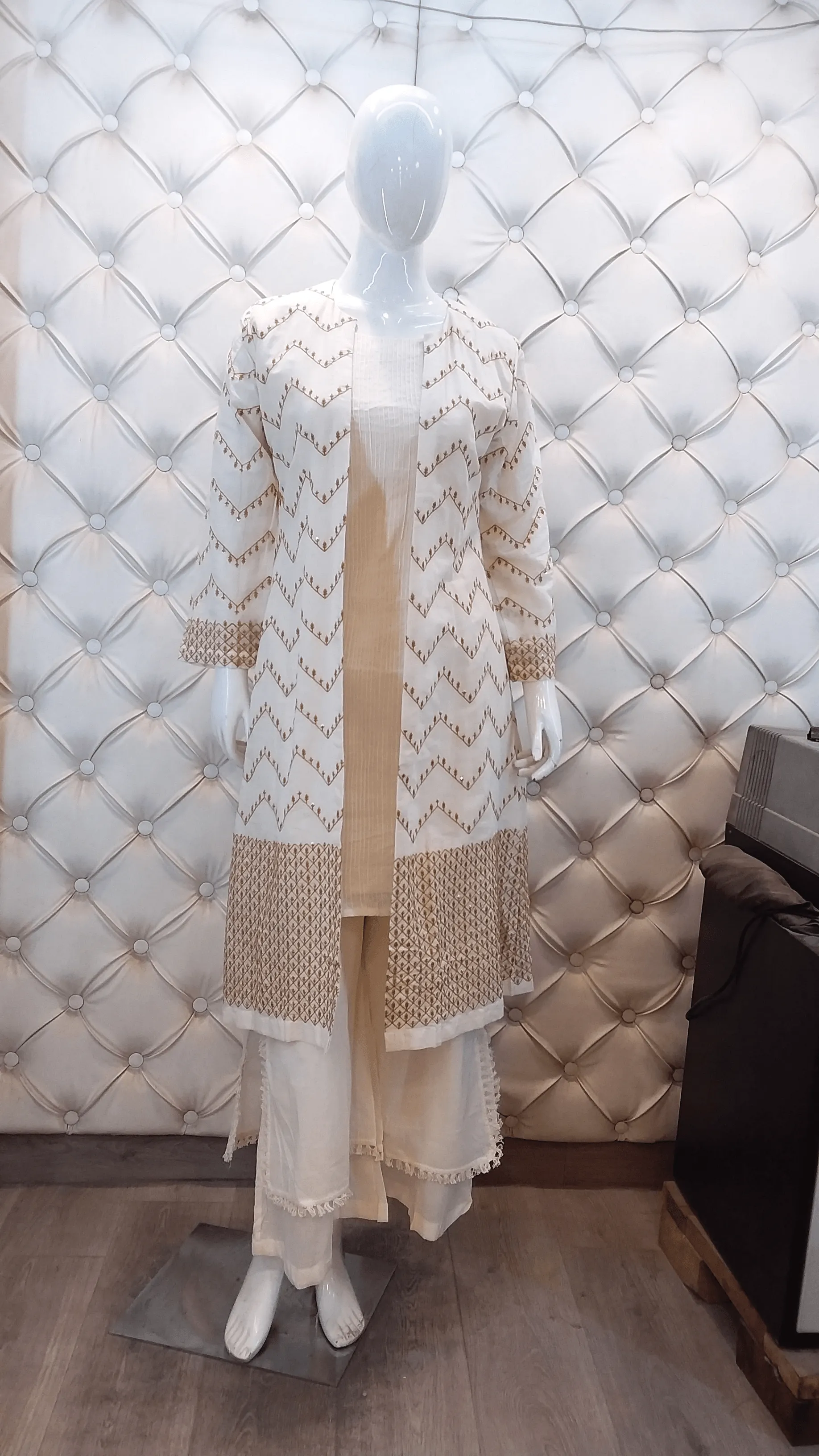 Hand Embroidered Jacket ,Long Shirt , Plazo