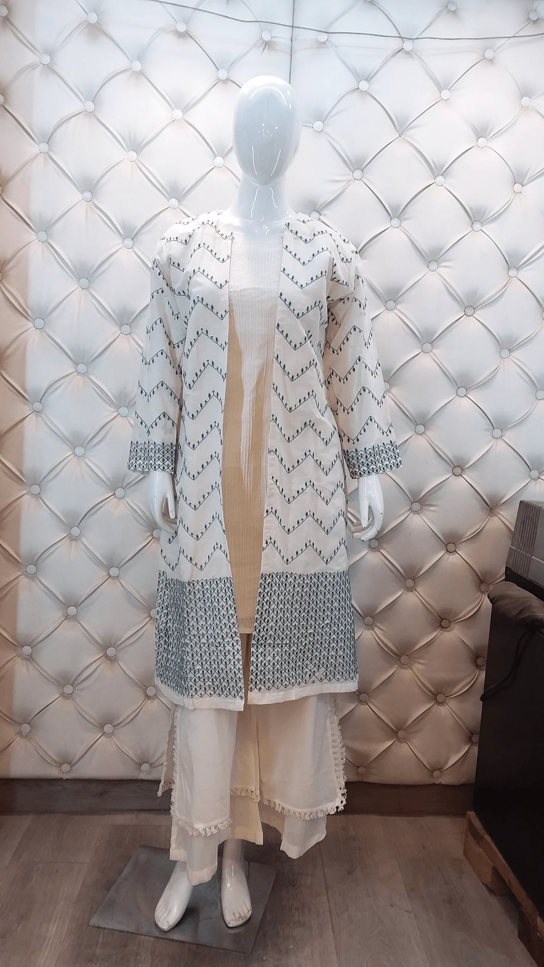 Hand Embroidered Jacket ,Long Shirt , Plazo