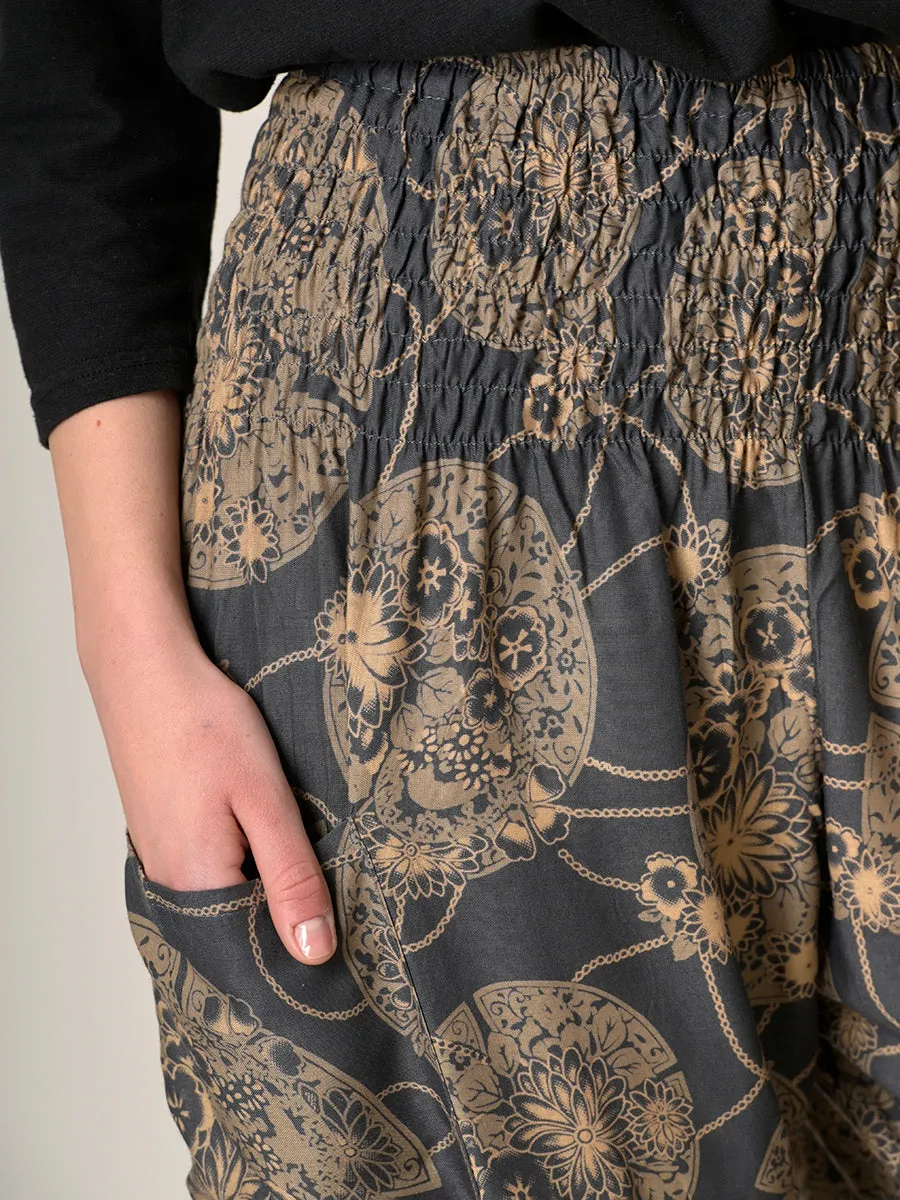 Harem Pants Original - Oriental Flower High Crotch