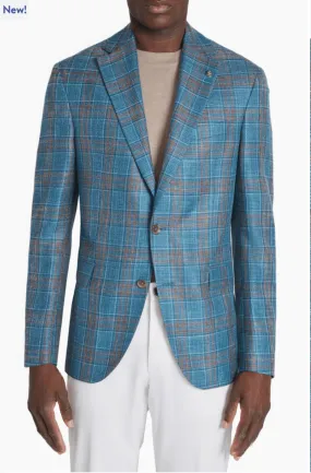 Hart Schaffner Marx Wool & Silk Blend Plaid Sport Coat