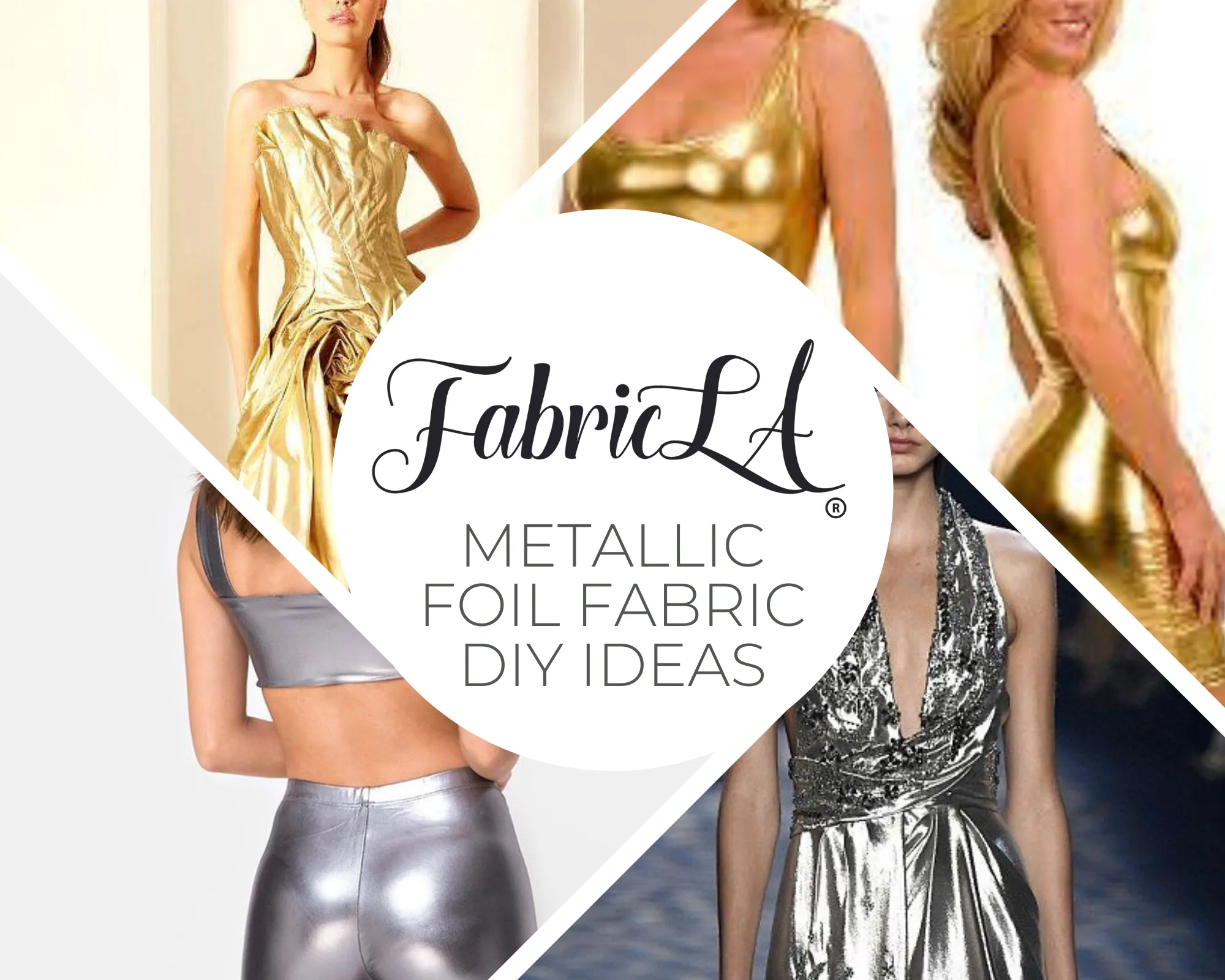 Hologram Metallic Foil Spandex Knit Fabric 4-Way Stretch, 60" Inch Wide | Gold Iridescent