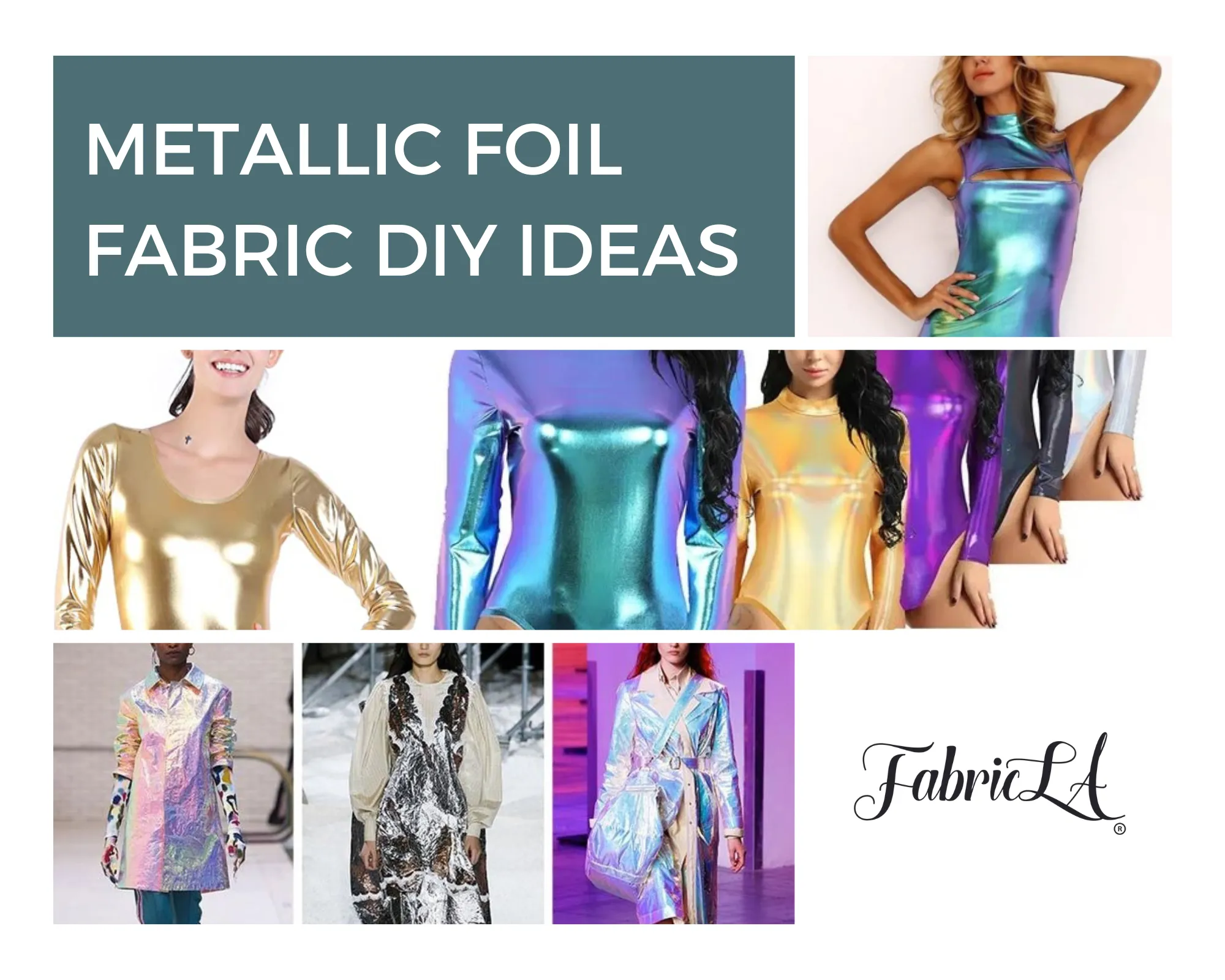 Hologram Metallic Foil Spandex Knit Fabric 4-Way Stretch, 60" Inch Wide | Gold Iridescent