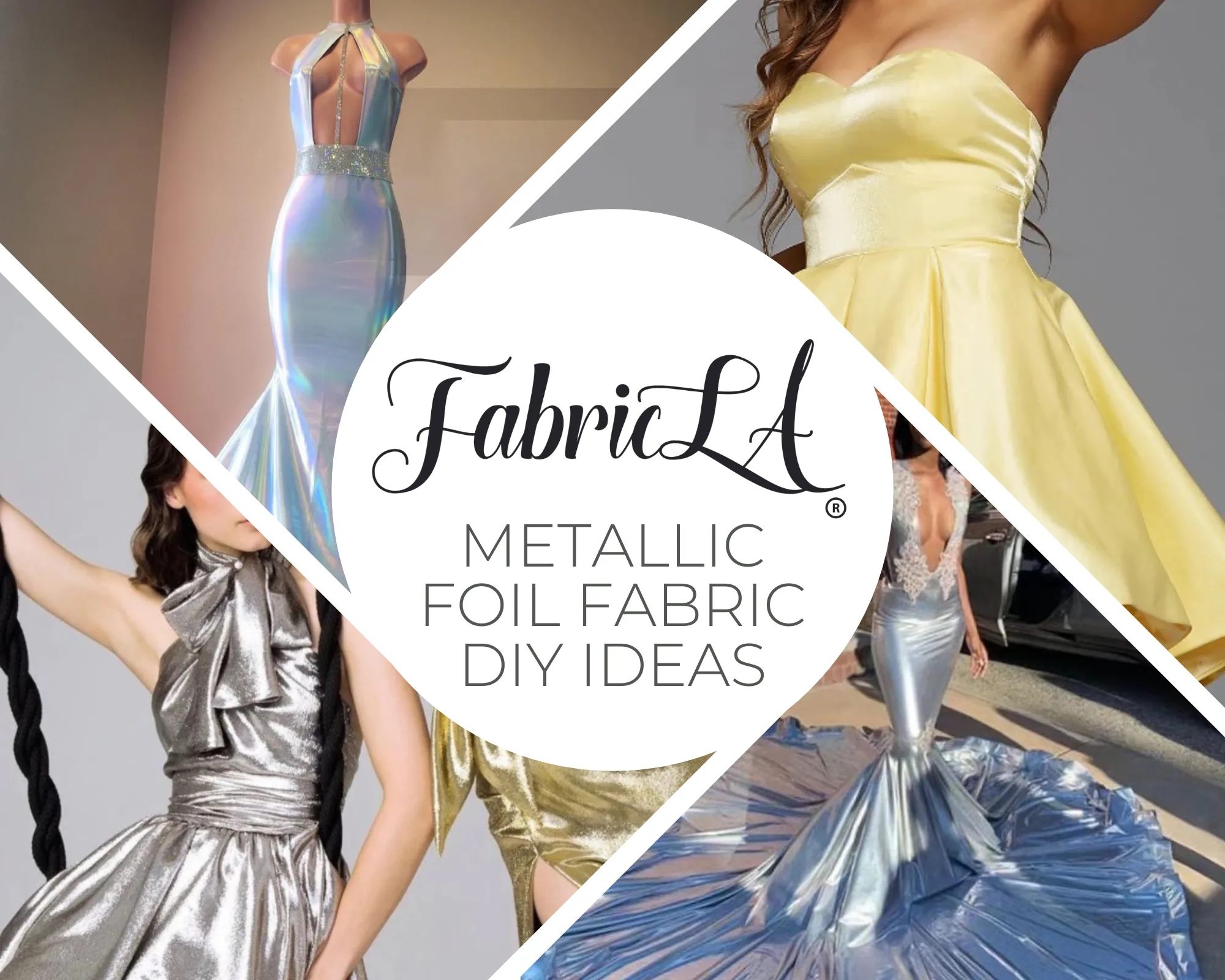 Hologram Metallic Foil Spandex Knit Fabric 4-Way Stretch, 60" Inch Wide | Silver Iridescent