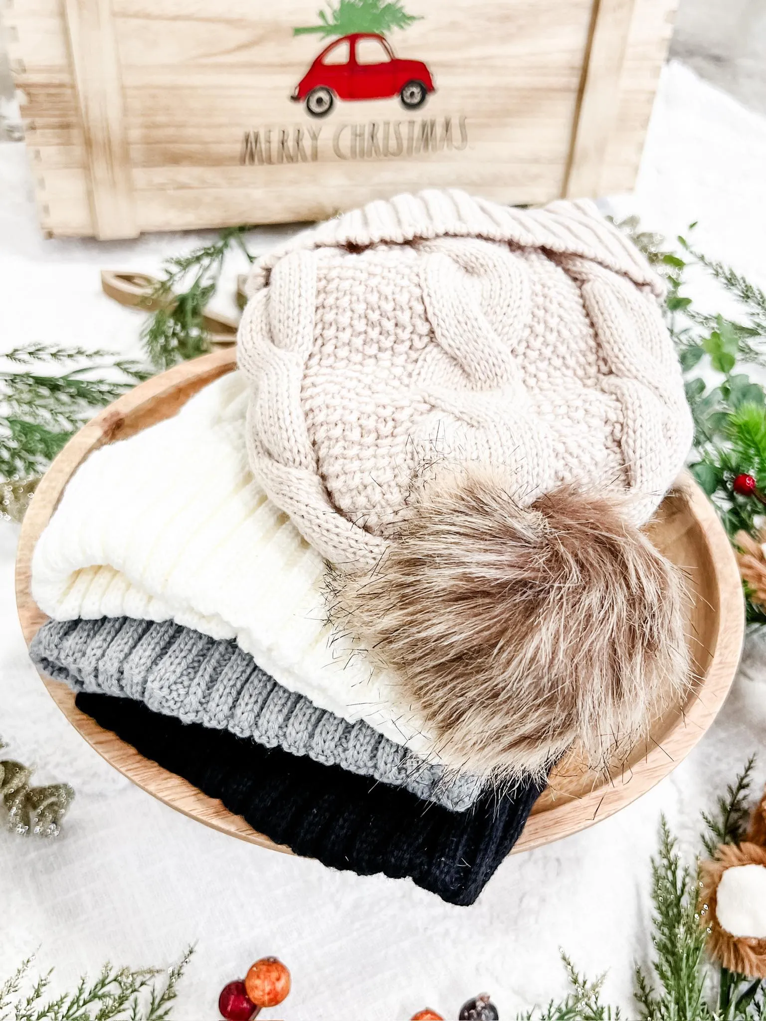 IN STOCK Carly Cable Knit Beanie - Tan