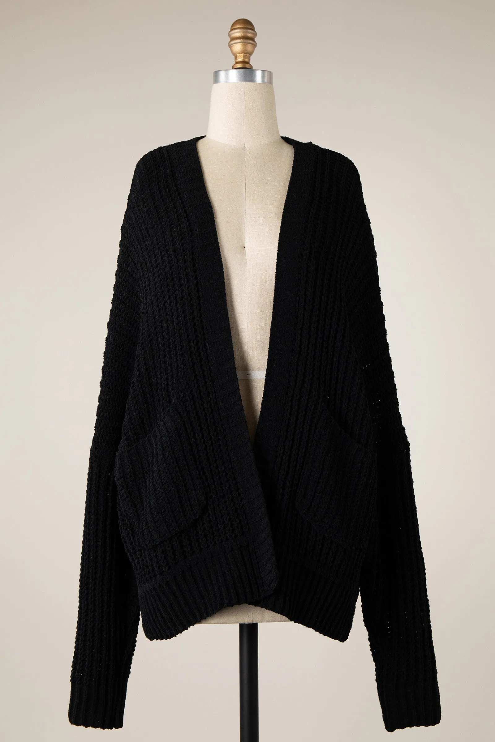 LONG SLEEVE CABLE KNIT CARDIGAN 1 PACK