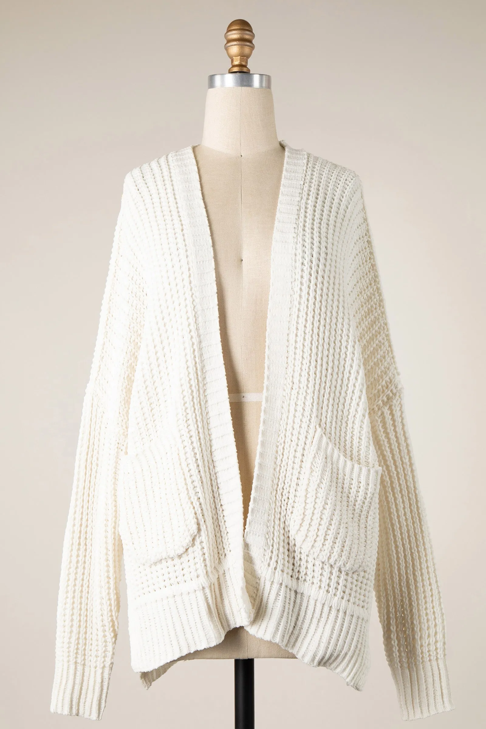 LONG SLEEVE CABLE KNIT CARDIGAN 1 PACK