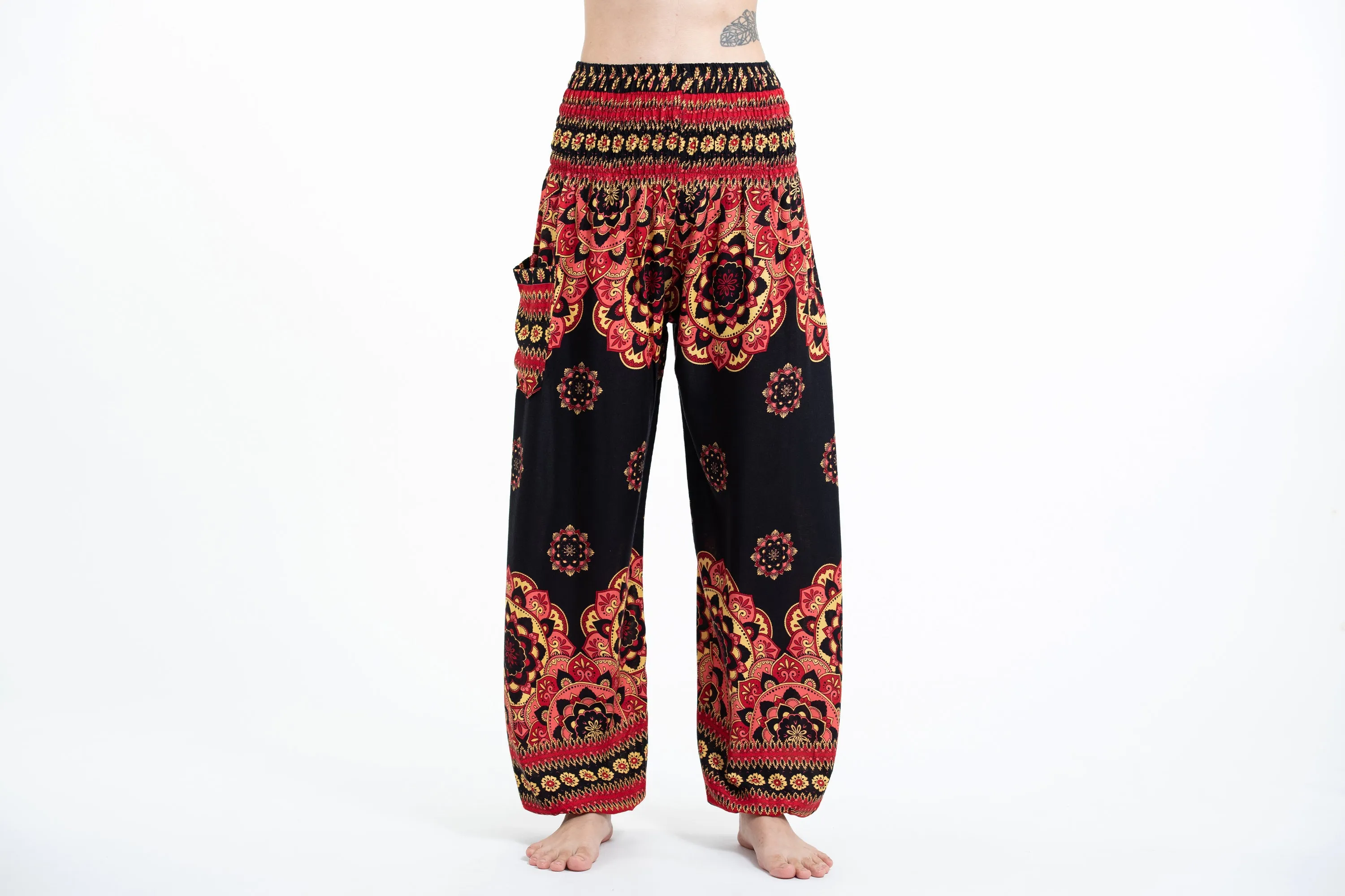 Lotus Mandalas Women's Harem Pants in Black