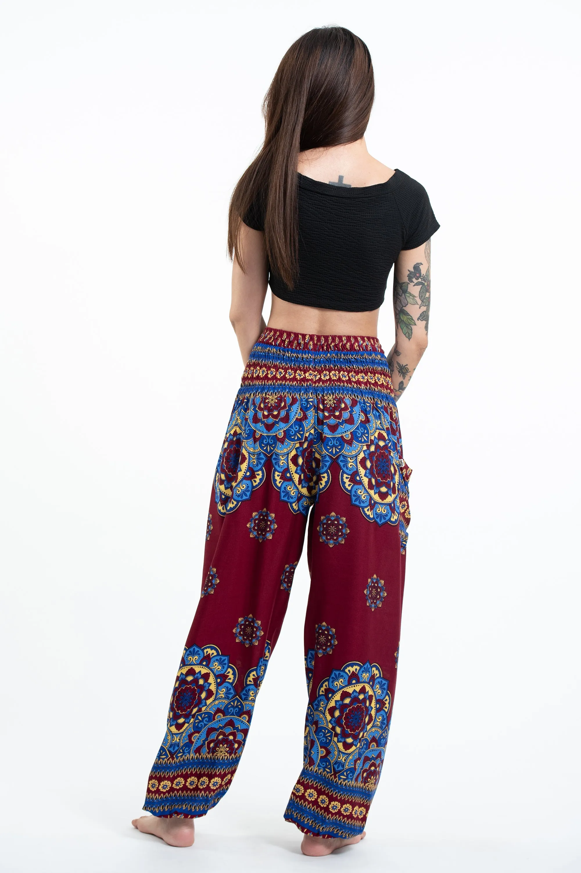 Lotus Mandalas Women's Harem Pants in Red