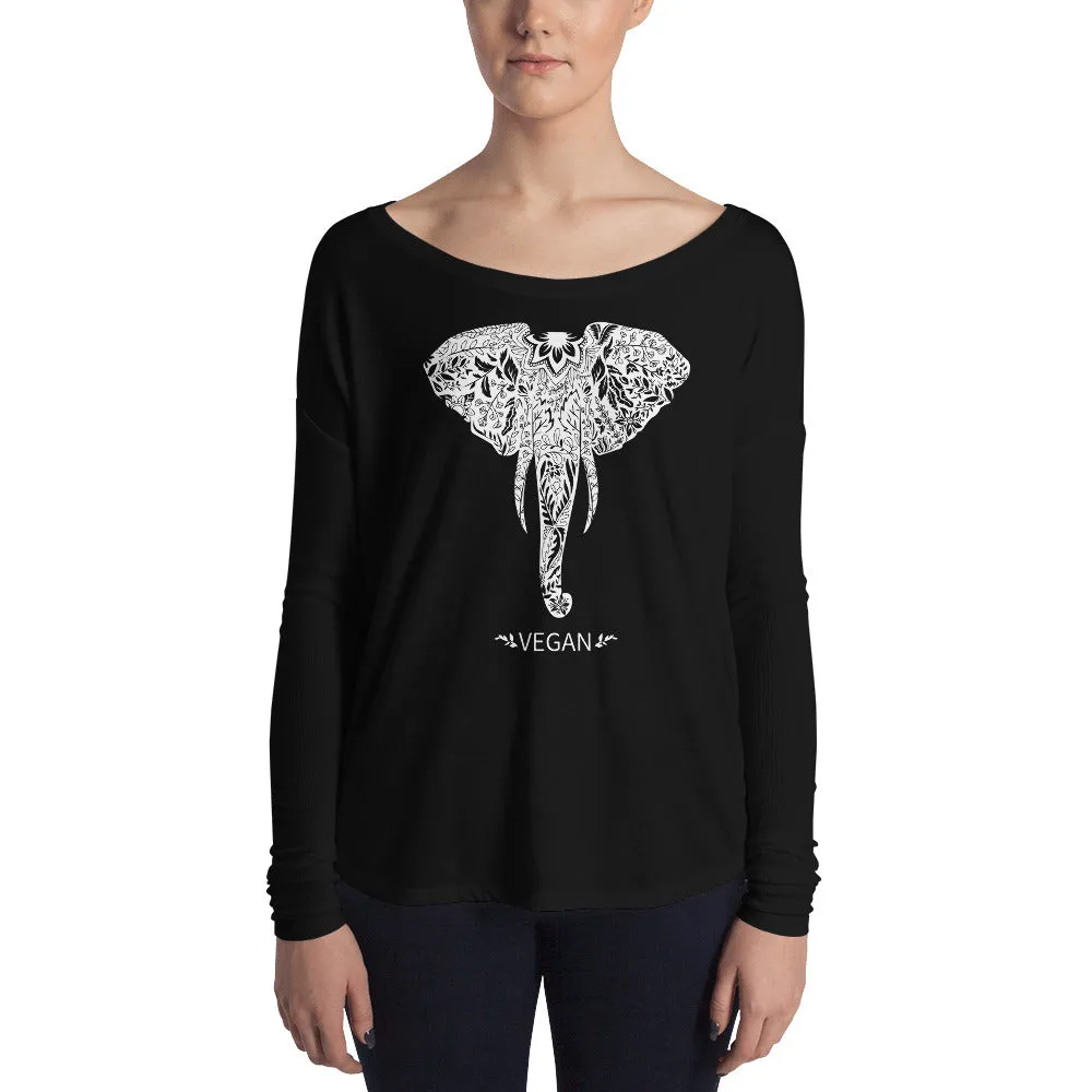 Loud Vegan Elephant Ladies Long Sleeve Tee