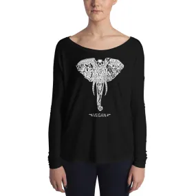 Loud Vegan Elephant Ladies Long Sleeve Tee