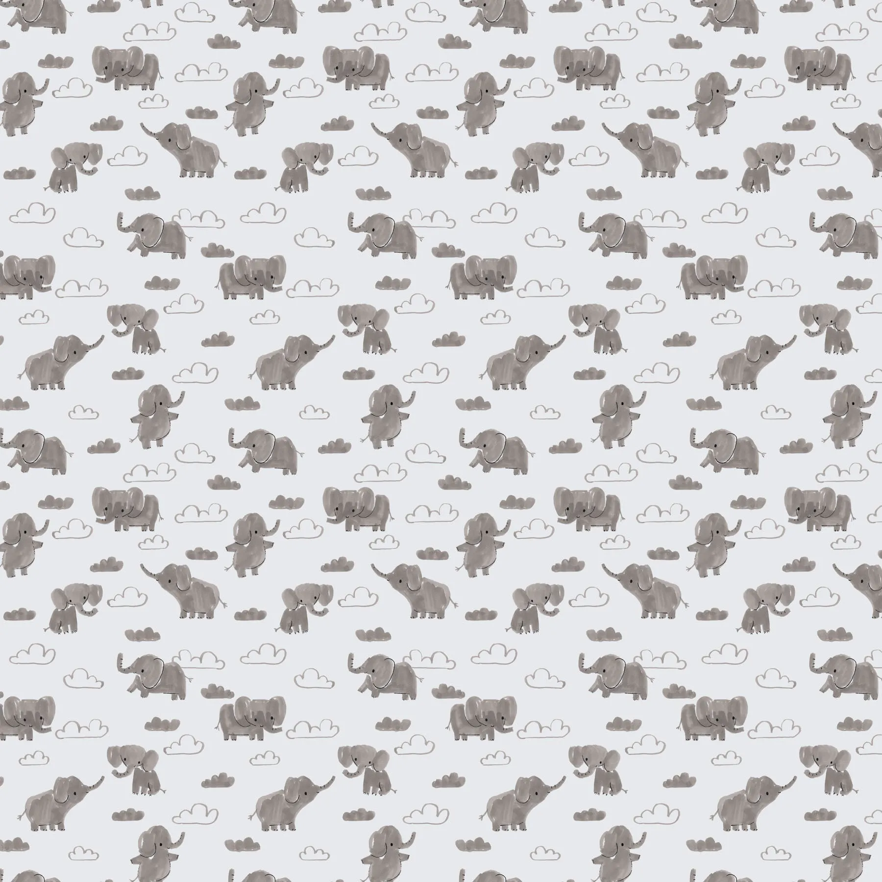 Lucky Day Elephants on Gray Flannel