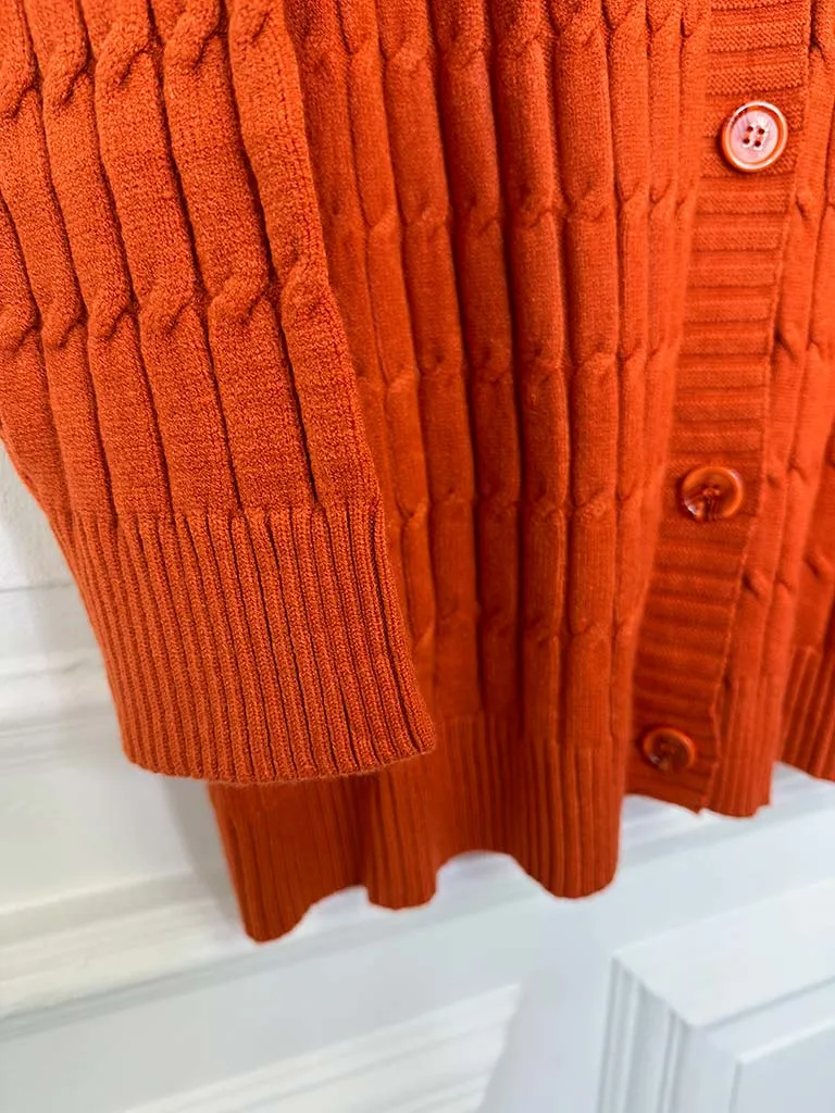 Malissa J Cable Knit Cardigan - Burnt Orange